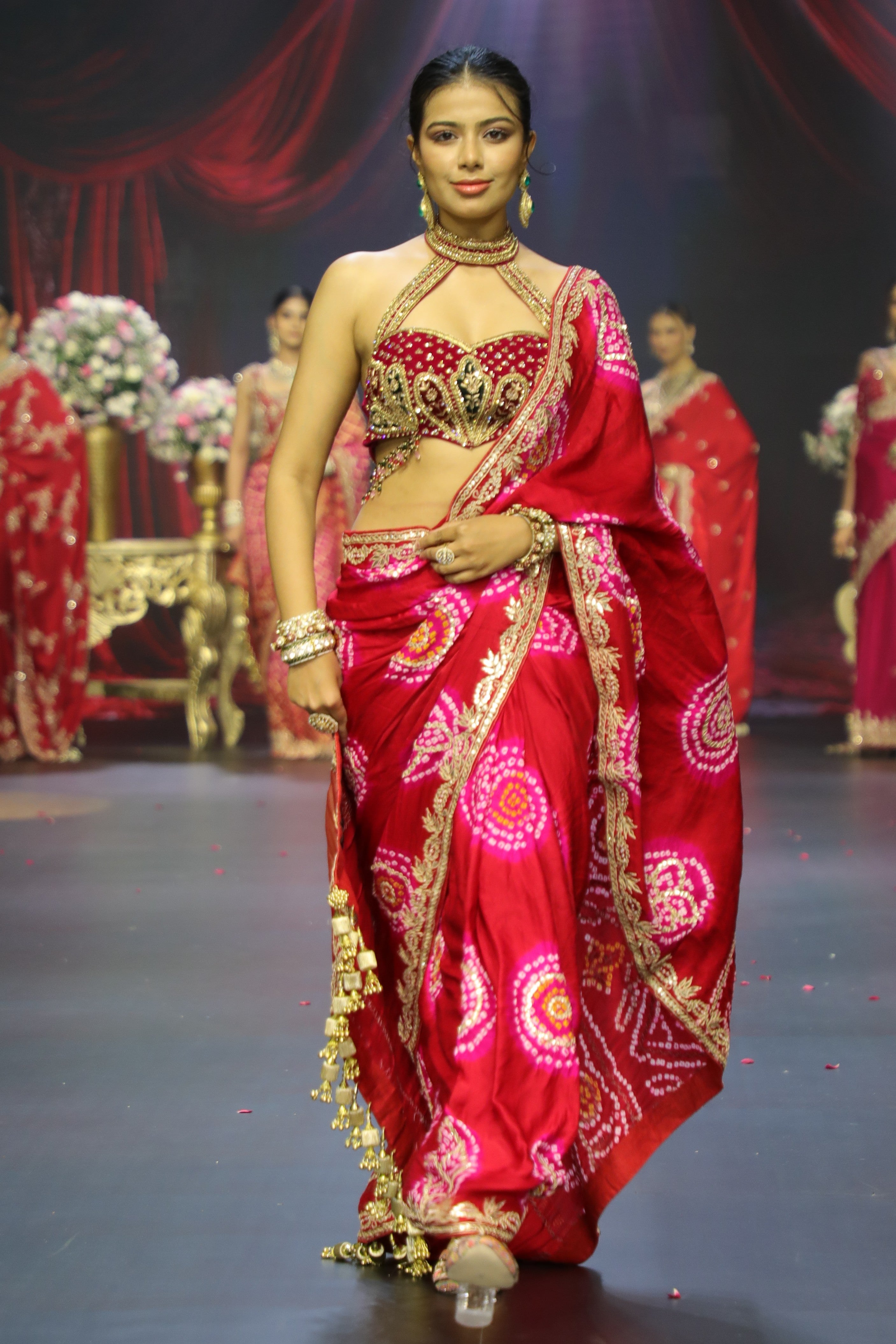Red Bandhani Saree