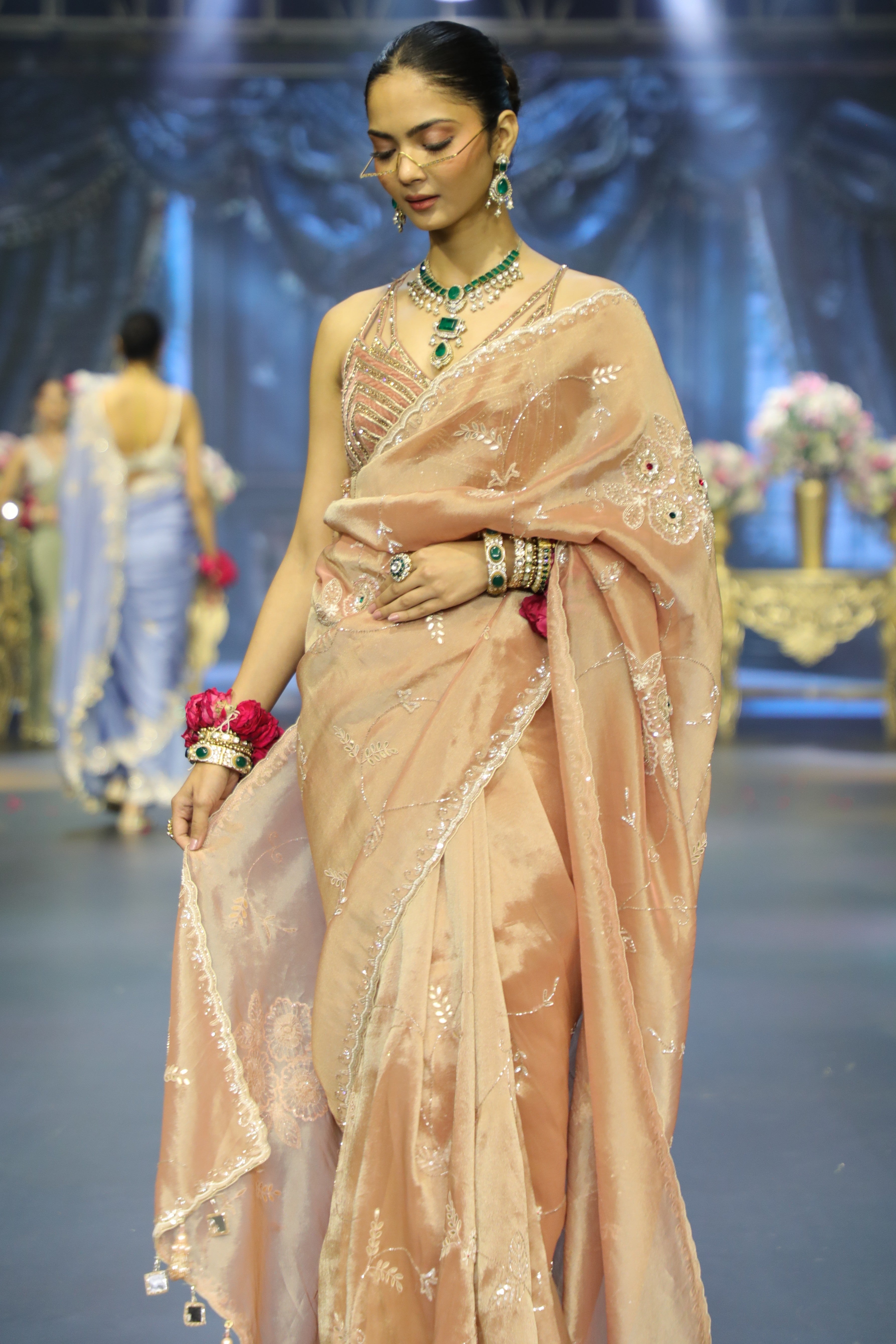 Peach Tissue Saree