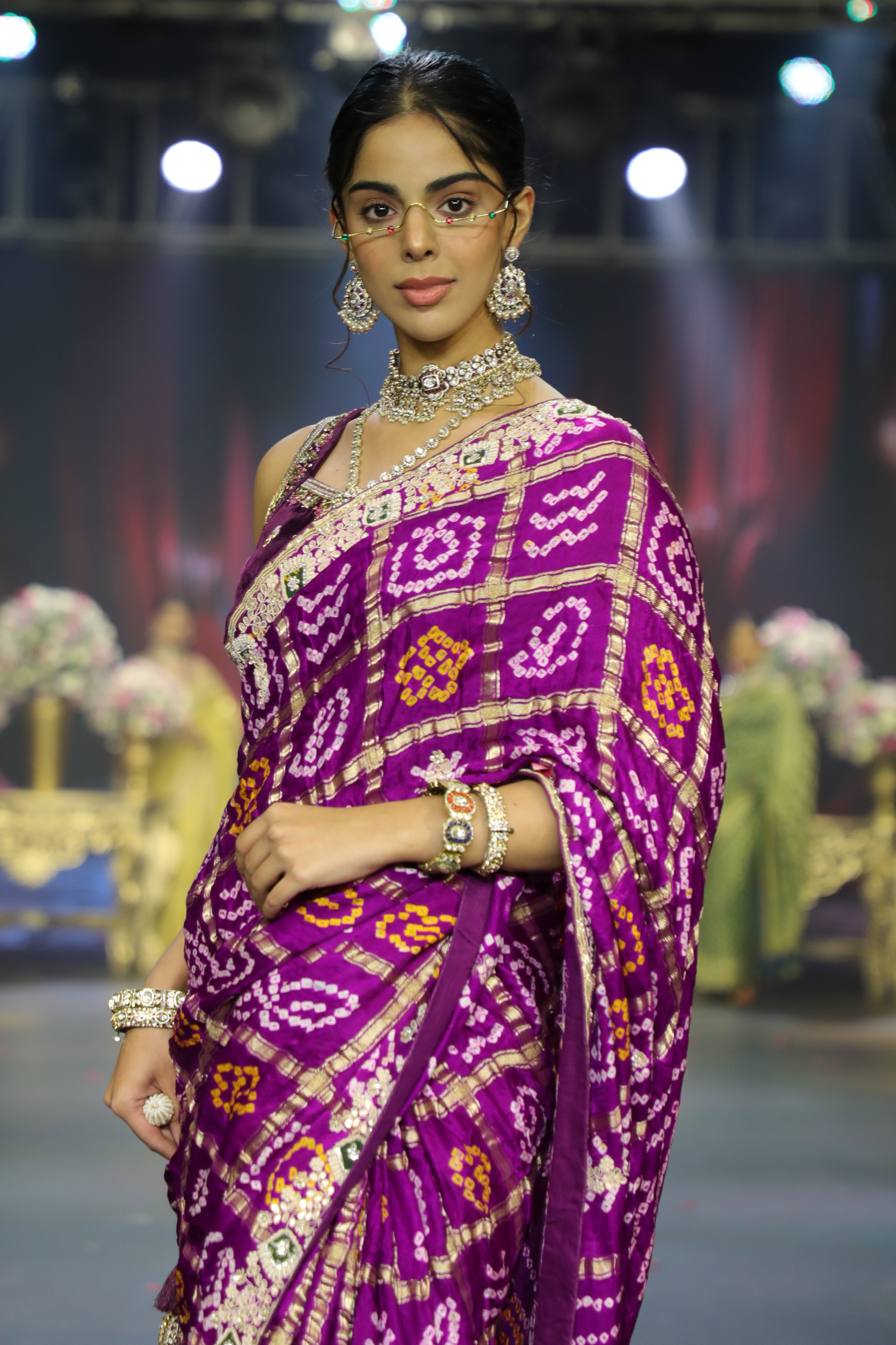 Purple Bandhani Gharchola Saree