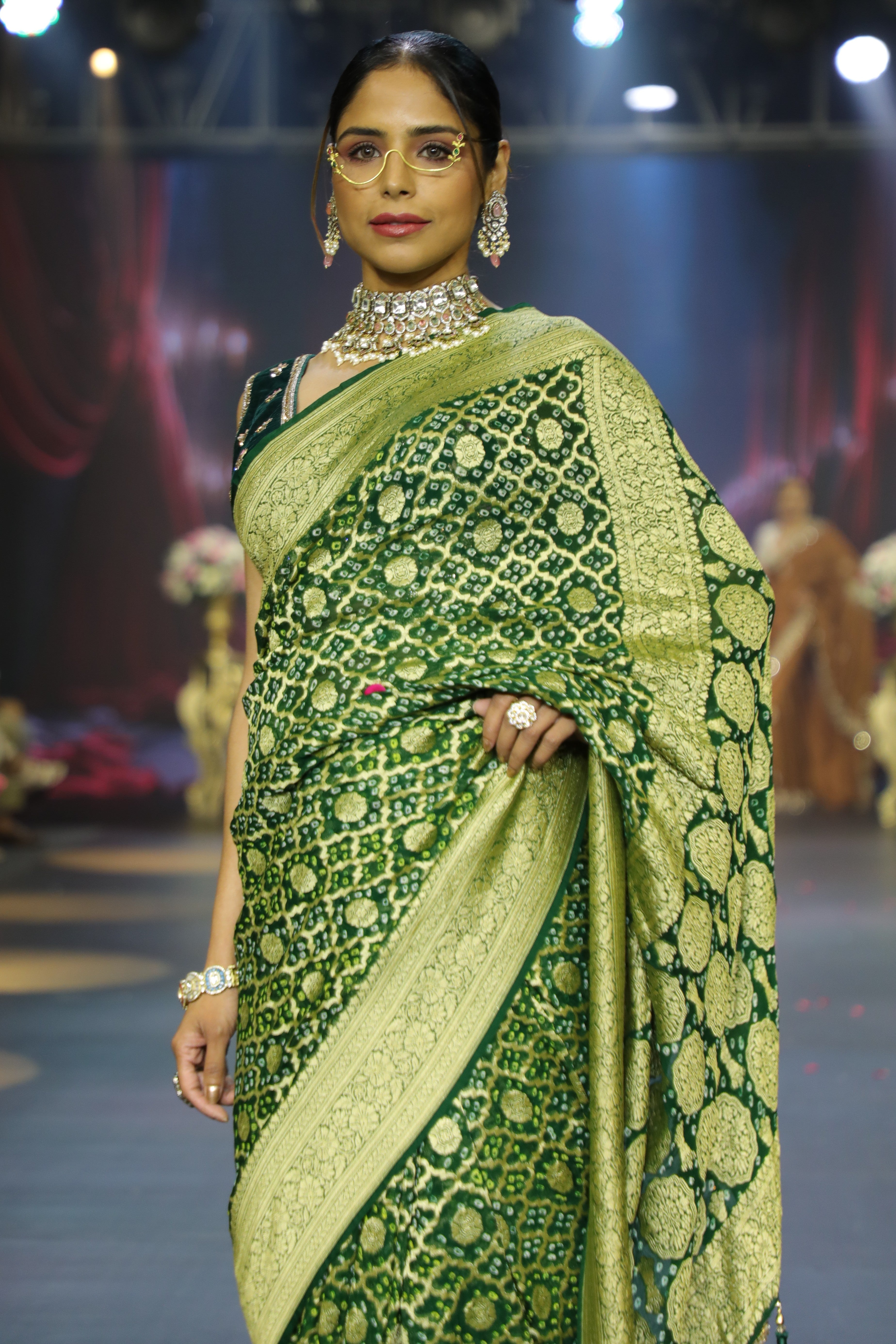 Green Bandhani Saree