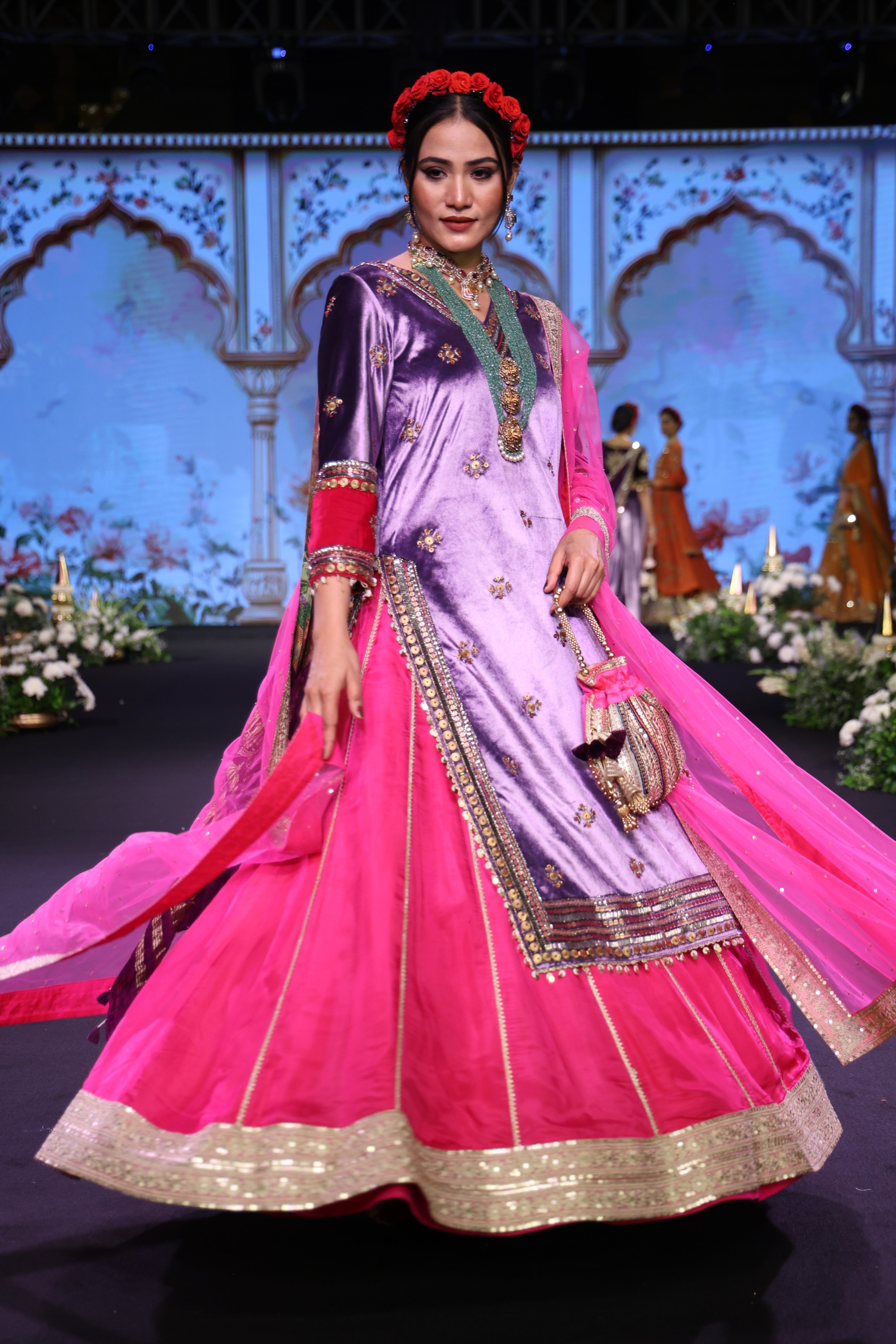 Two toned embroidered lehenga set