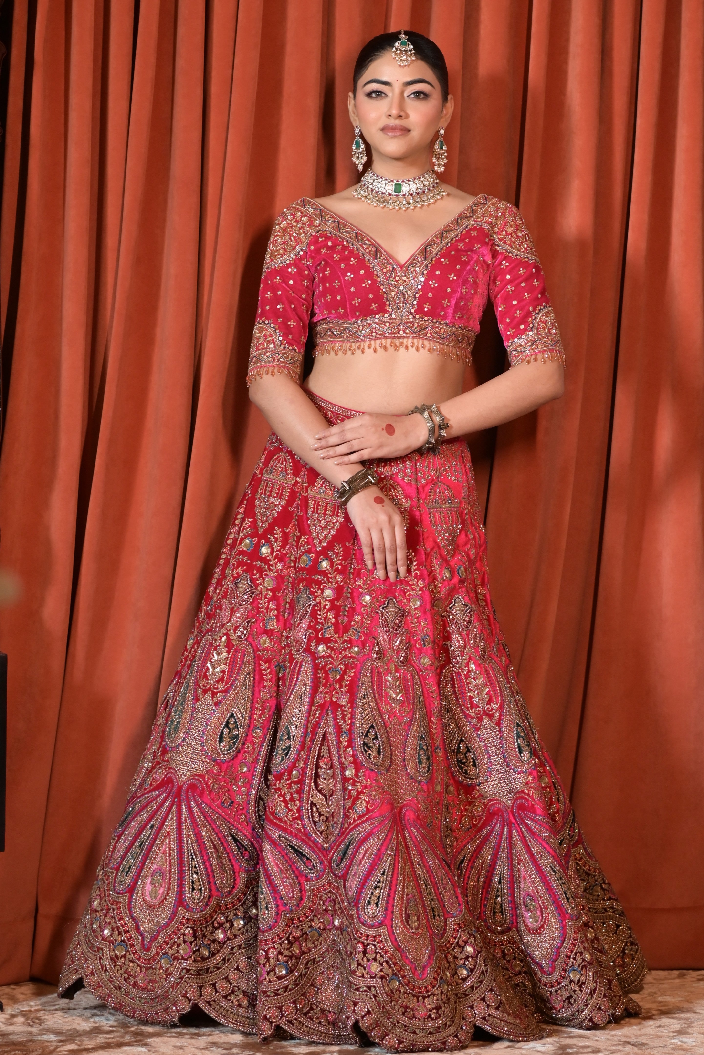 Pink bridal embroidered lehenga