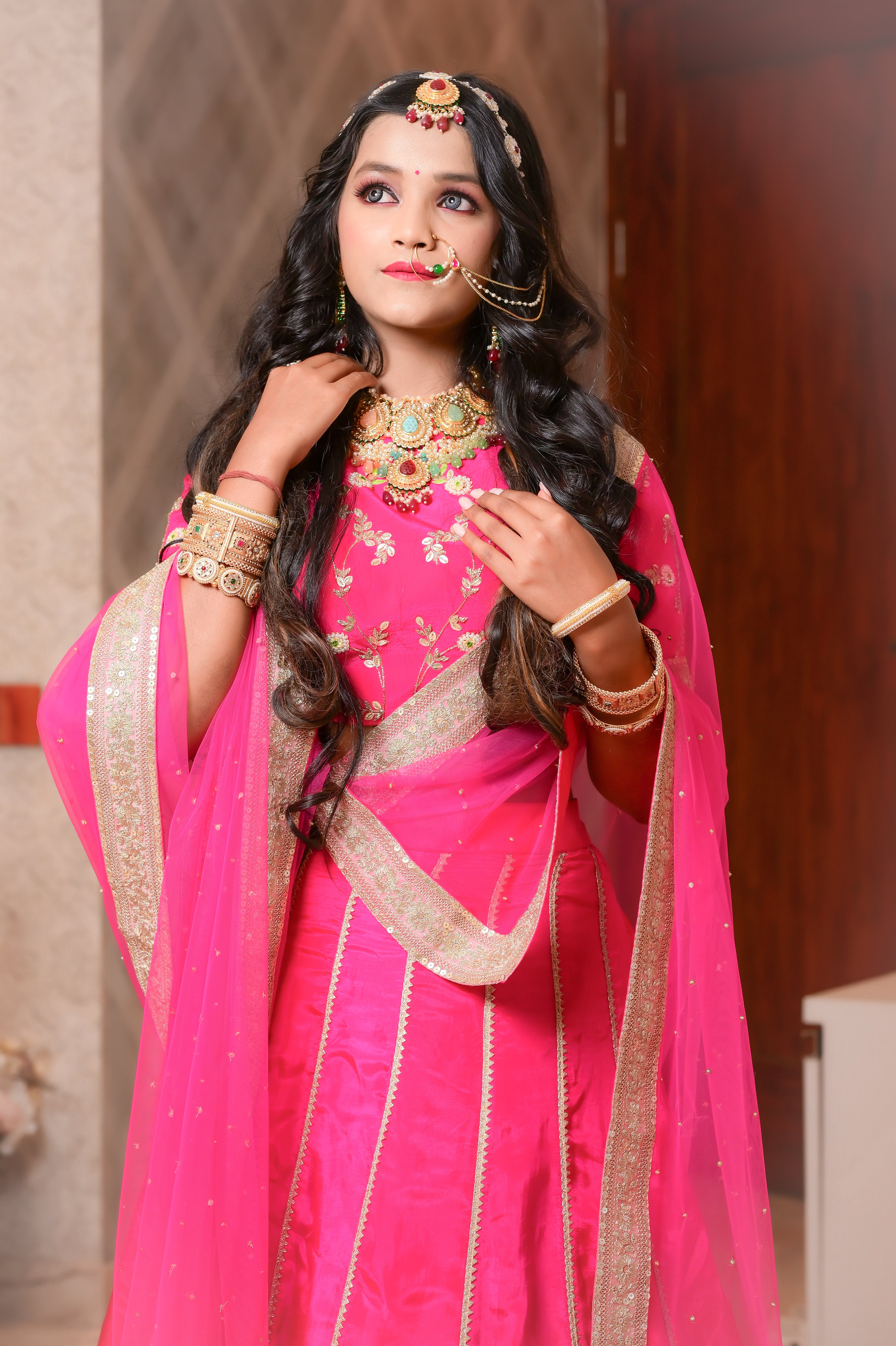 Pink embroidered lehenga set