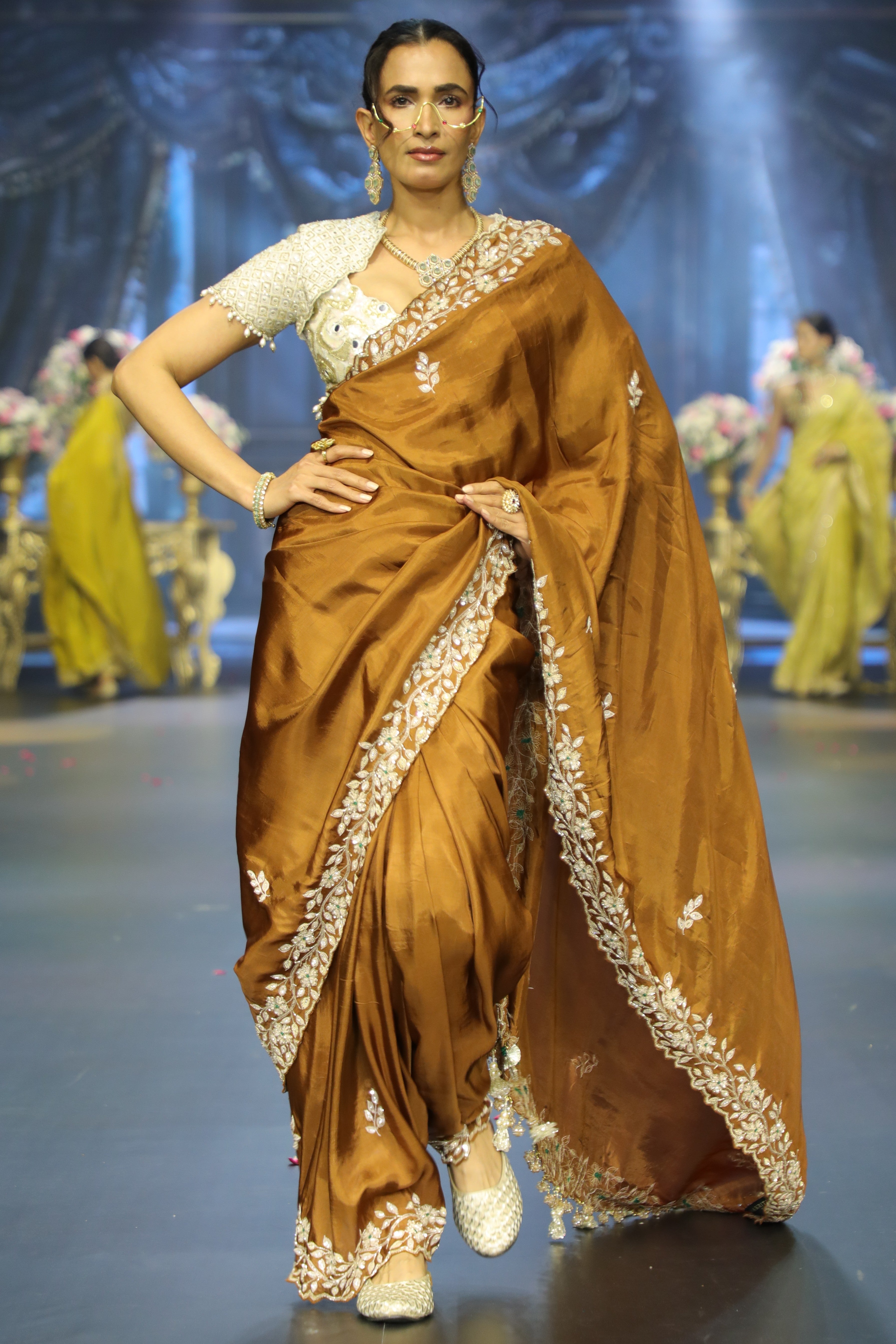 Brown Tissue Saree