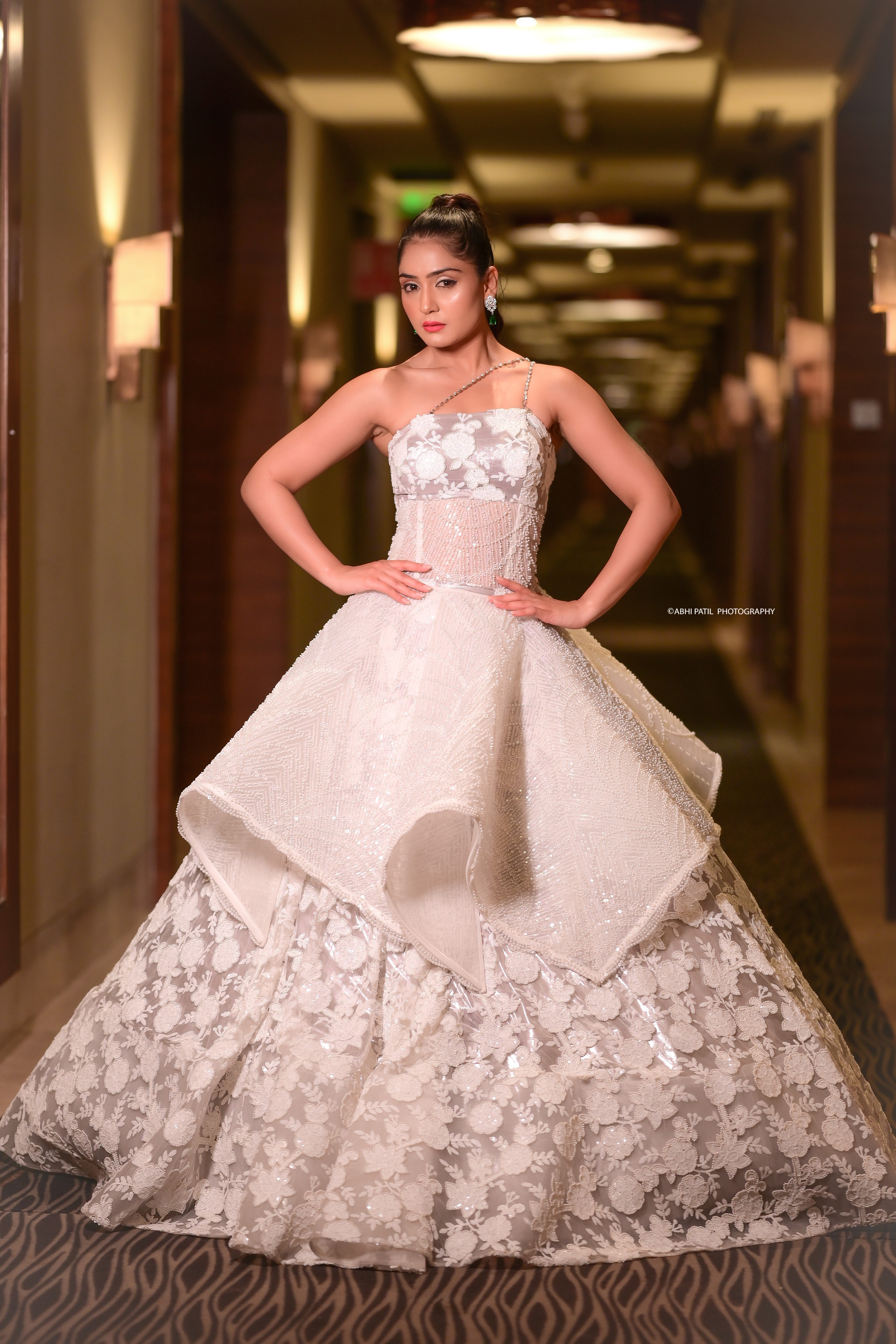 White corset embroidered gown