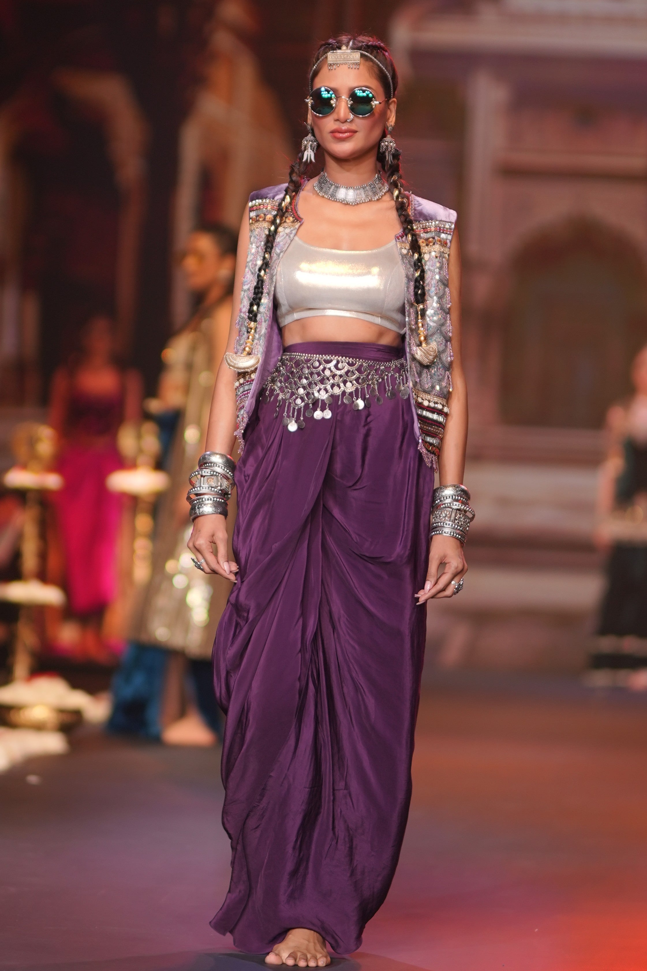 Two tone silver and purple three- piece set