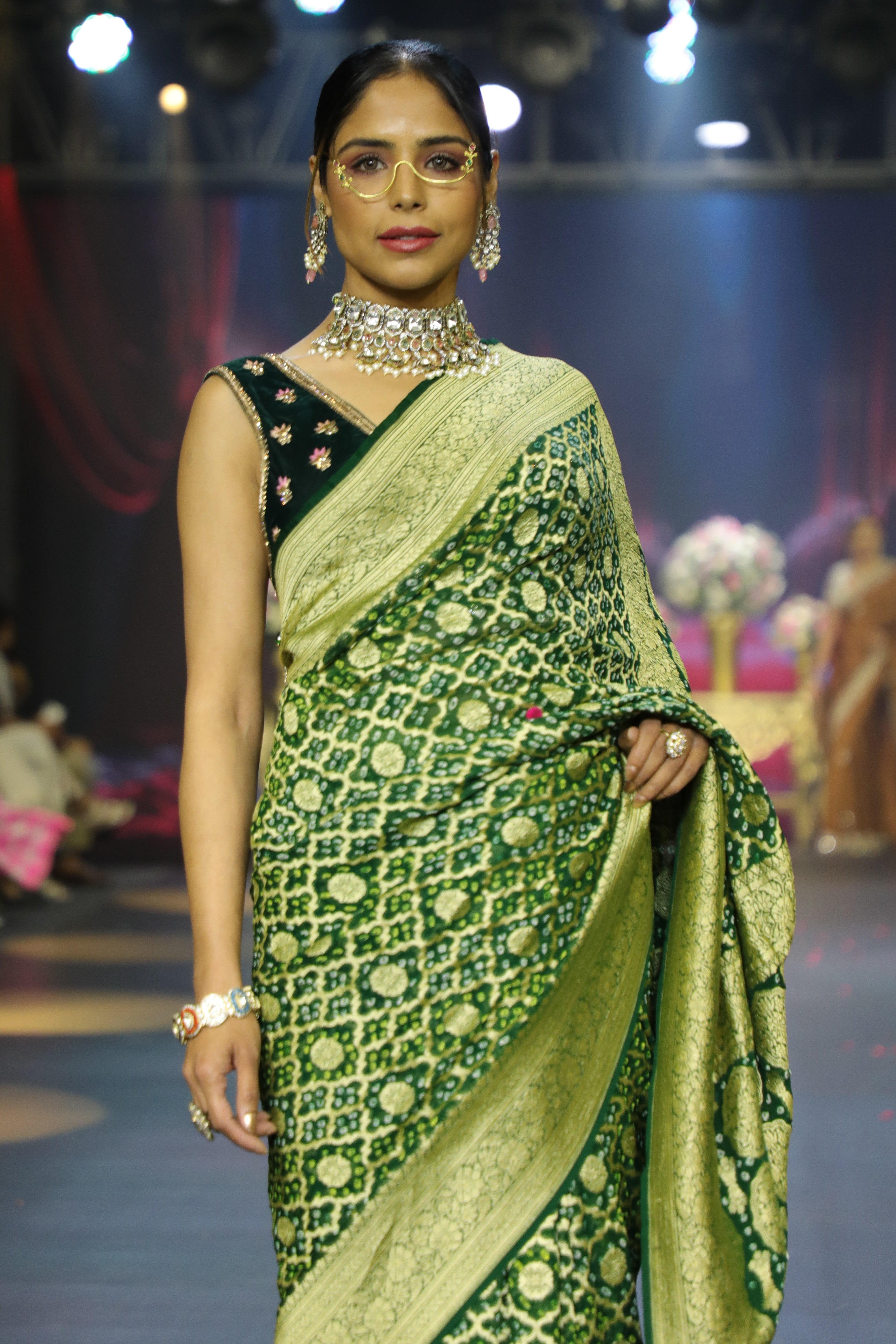 Green Bandhani Saree