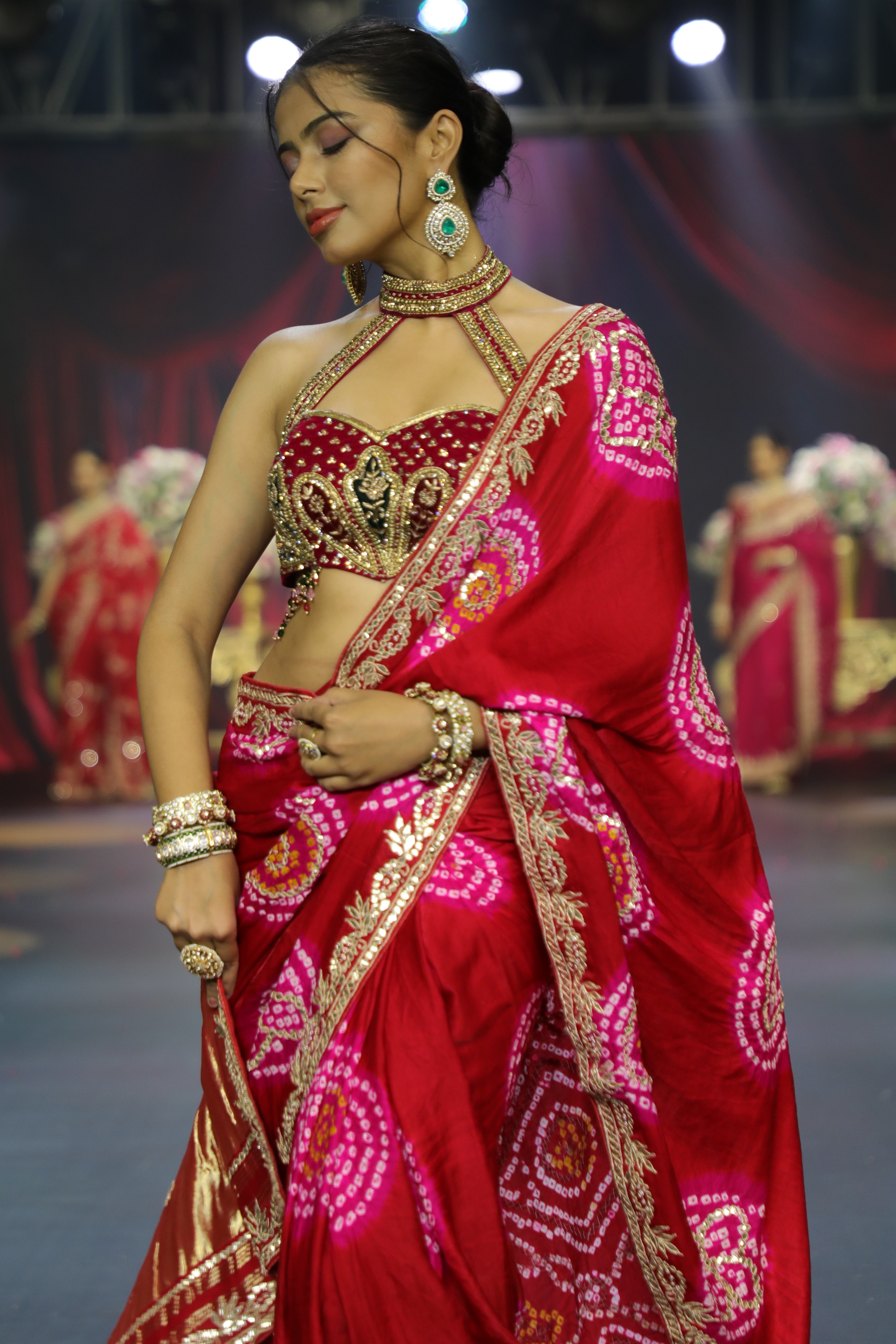 Red Bandhani Saree