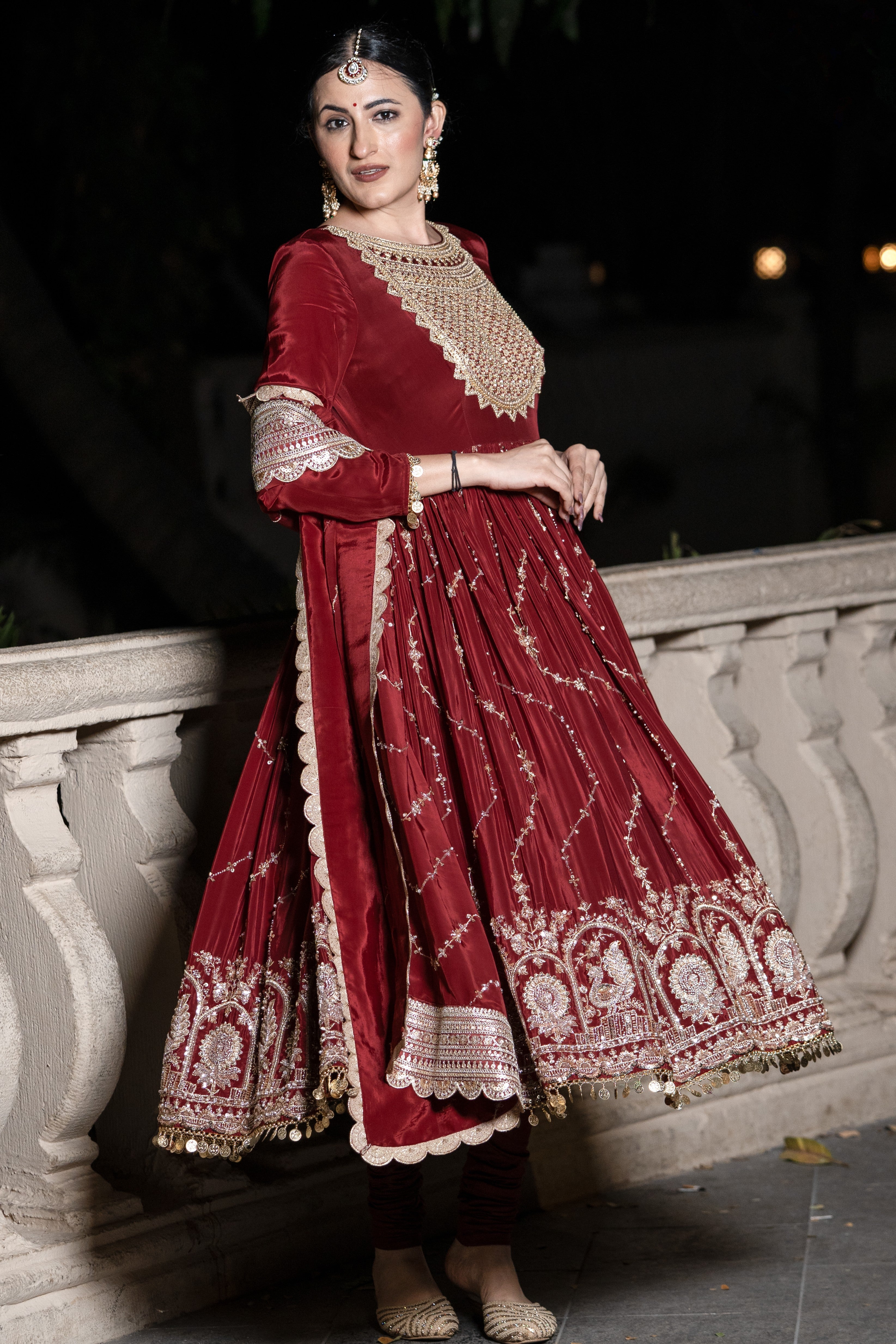 Red Anarkali set