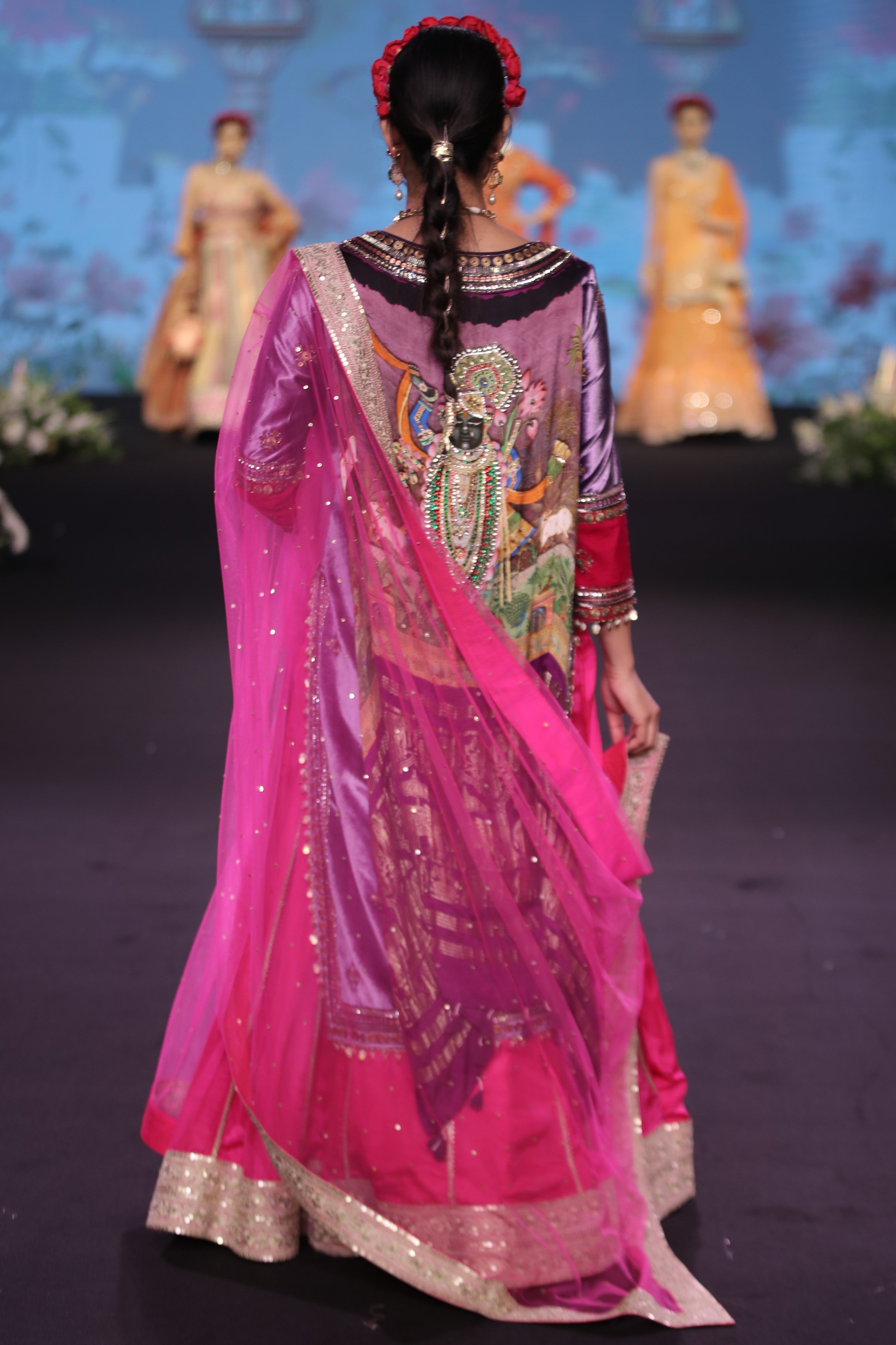 Two toned embroidered lehenga set