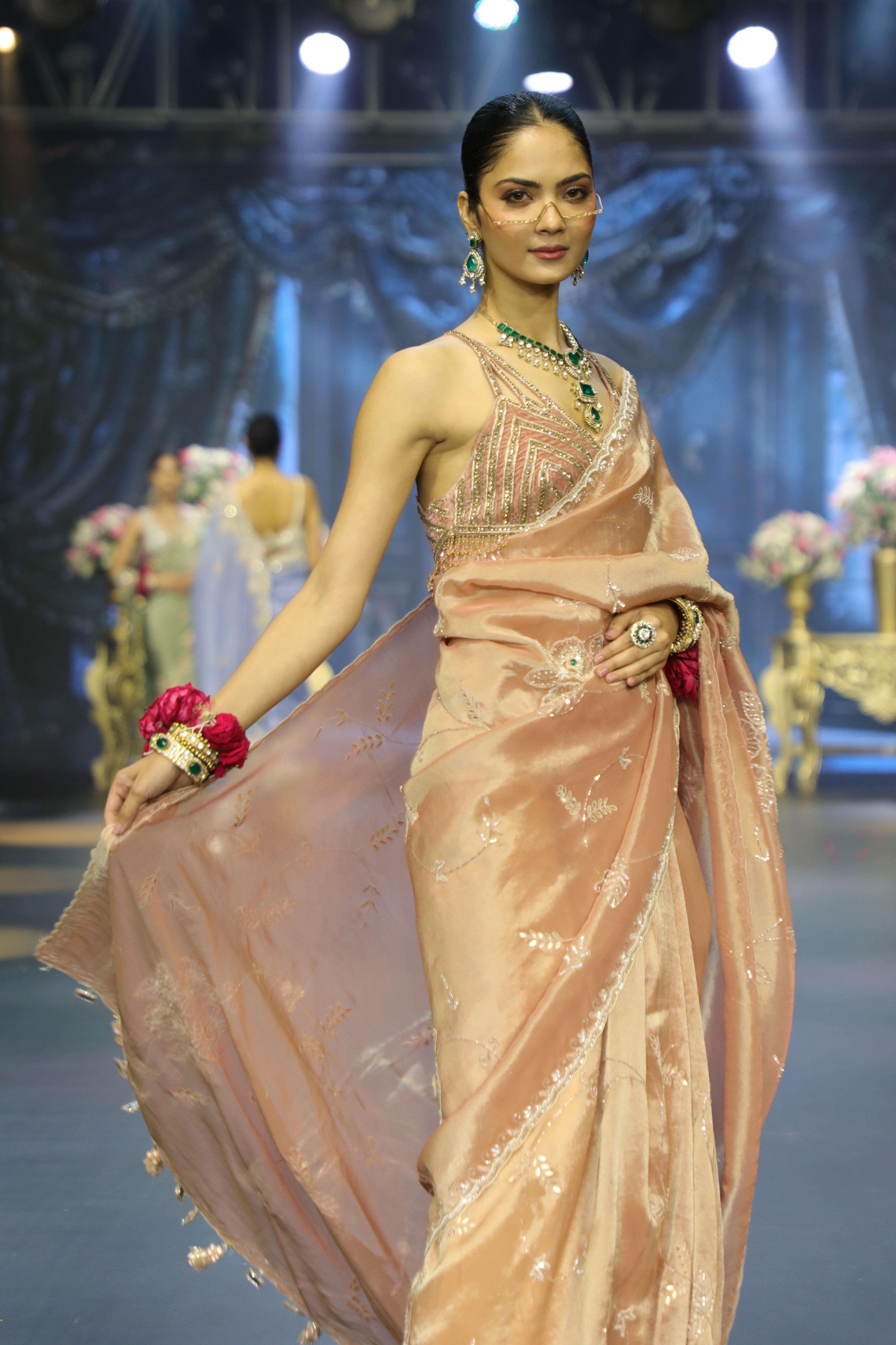 Peach Tissue Saree