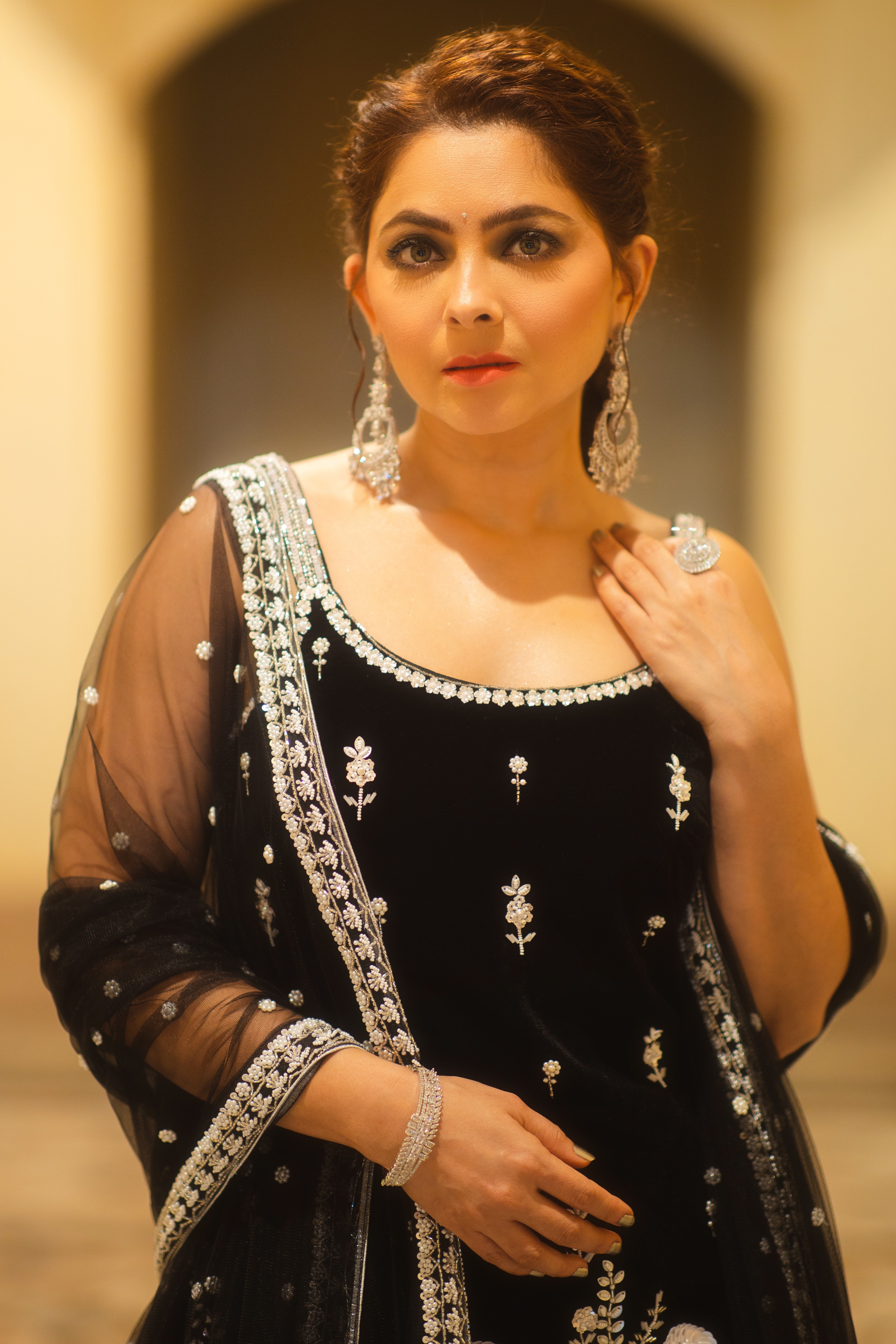 Black sequin sharara set