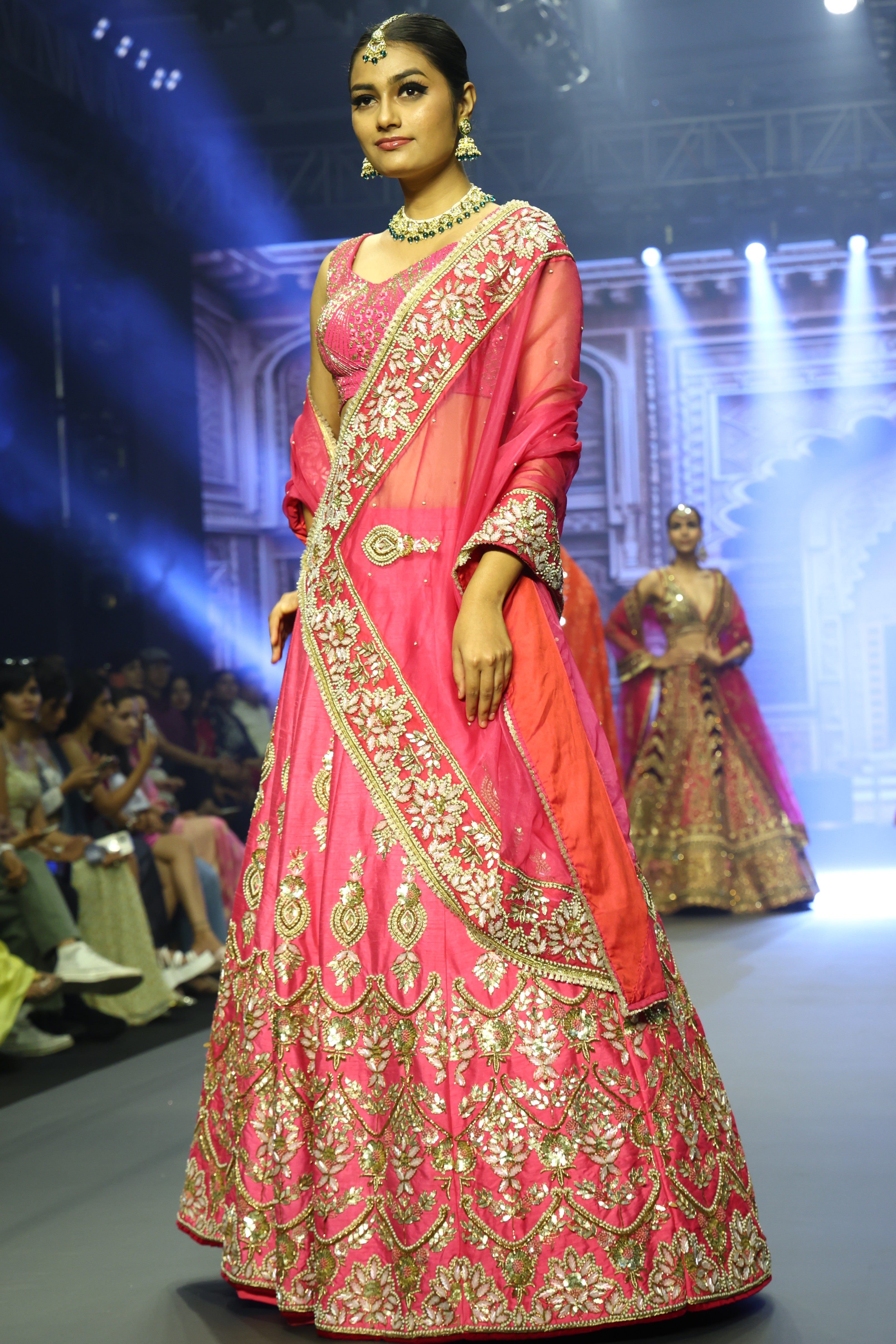 Pink cutdana embroidered lehenga set