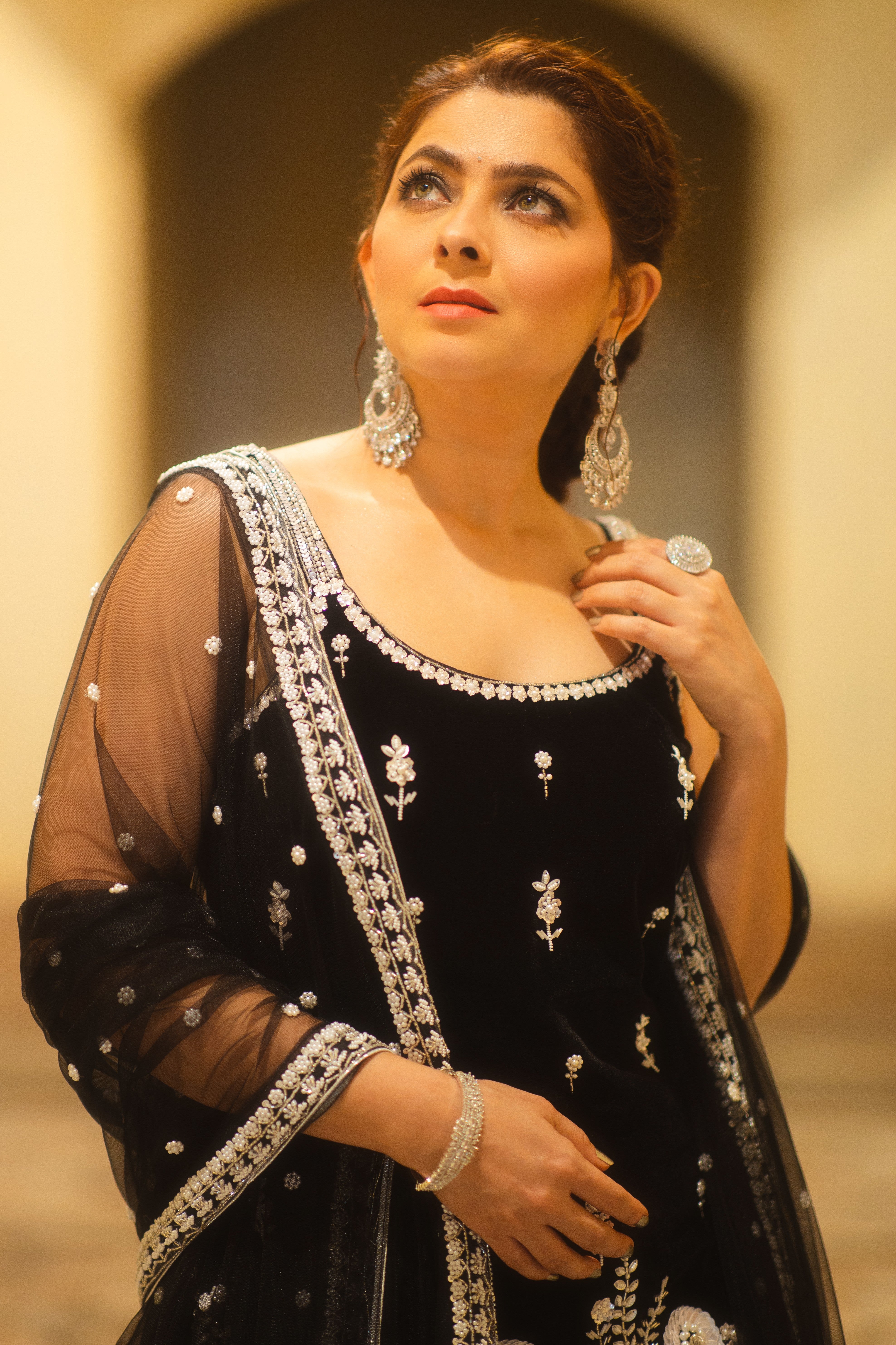 Black sequin sharara set