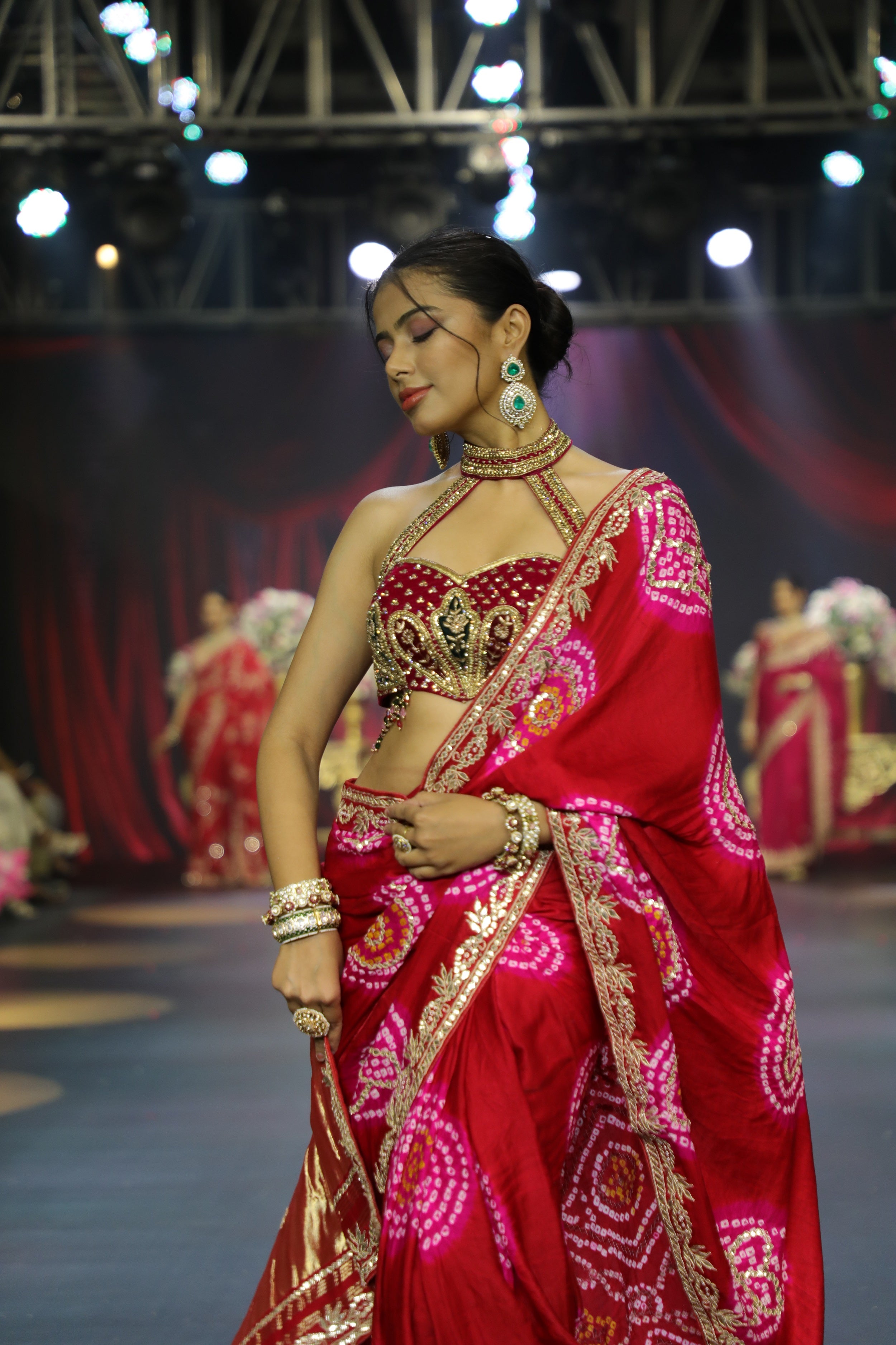 Red Bandhani Saree