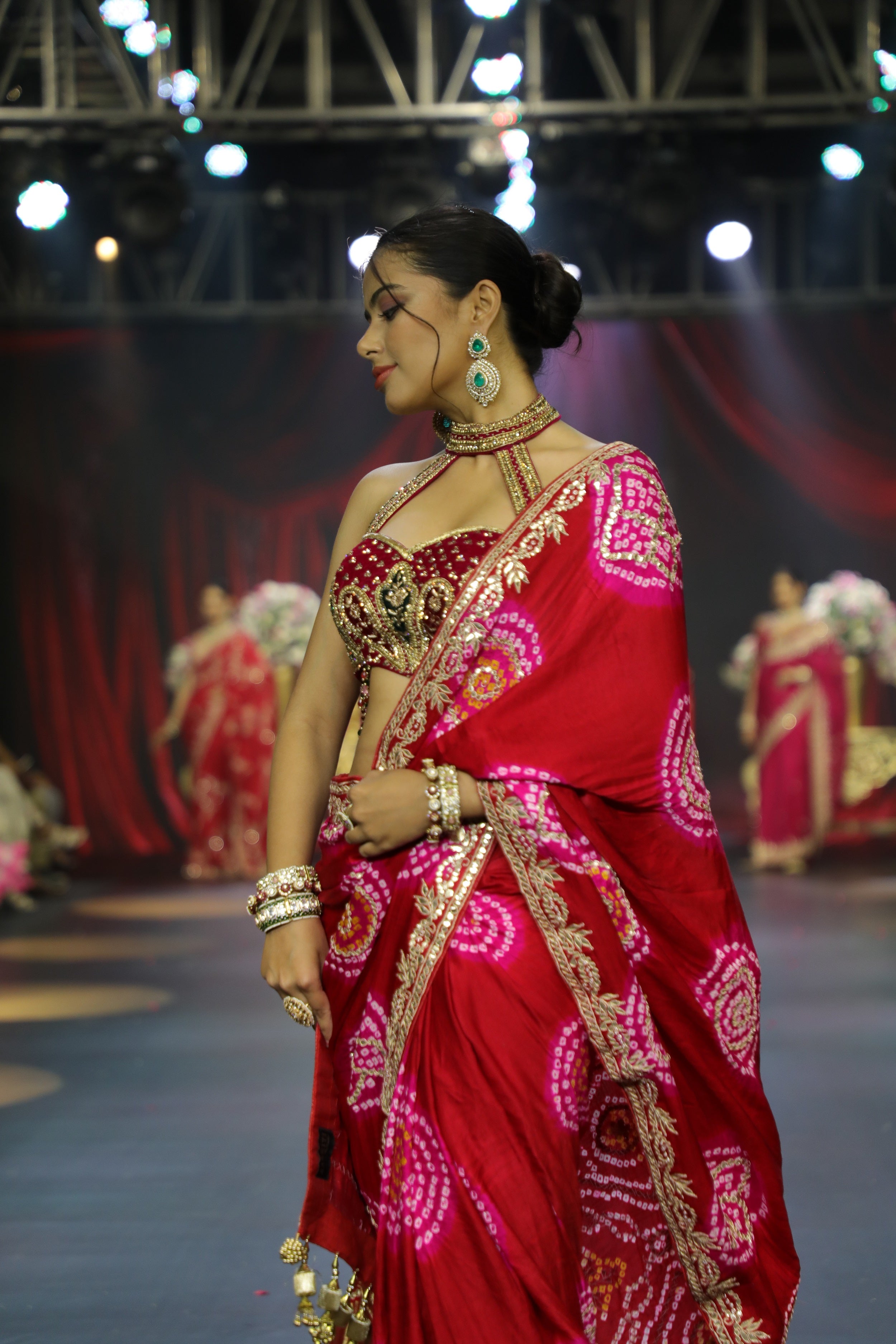 Red Bandhani Saree
