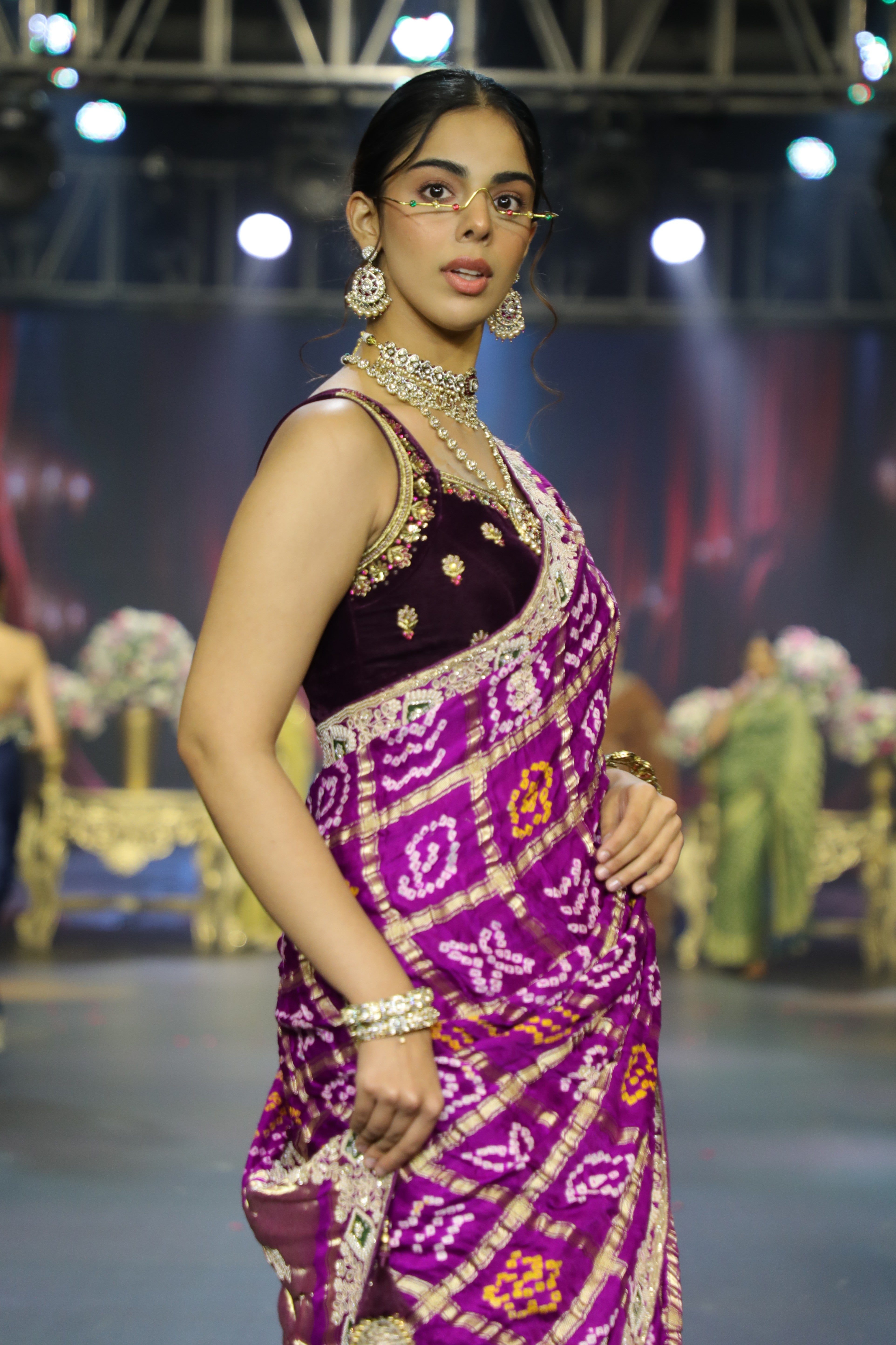 Purple Bandhani Gharchola Saree