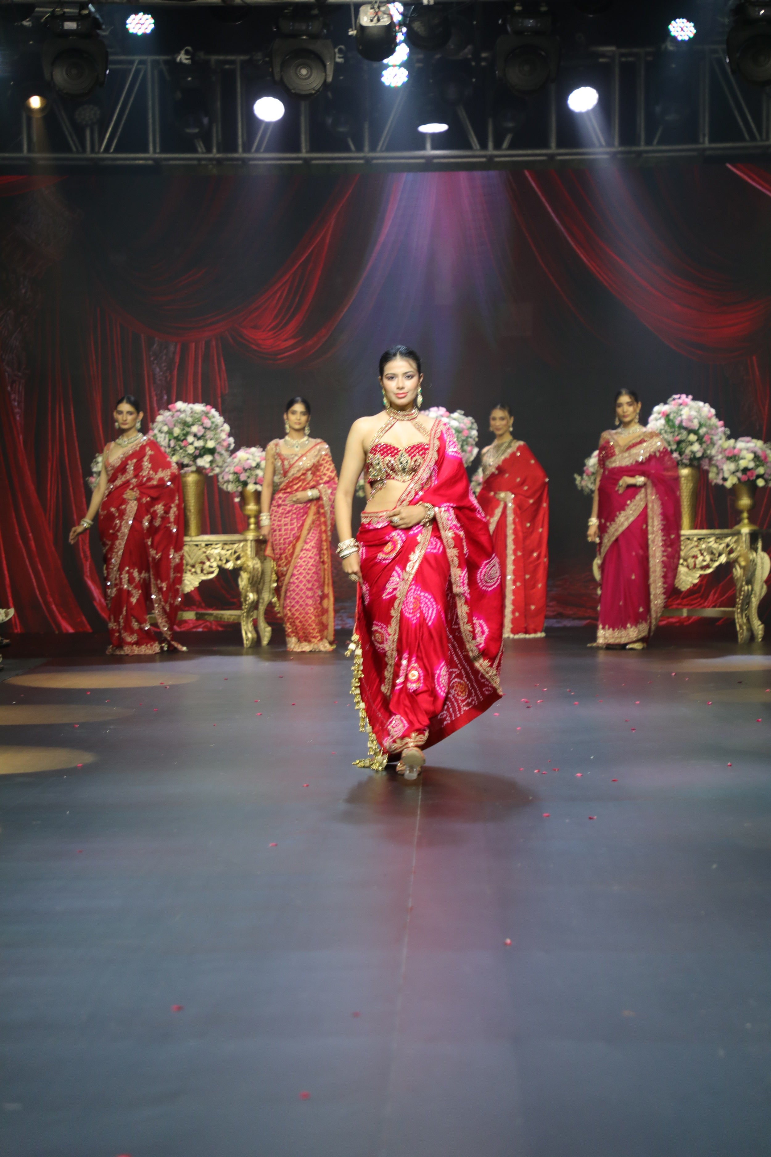 Red Bandhani Saree