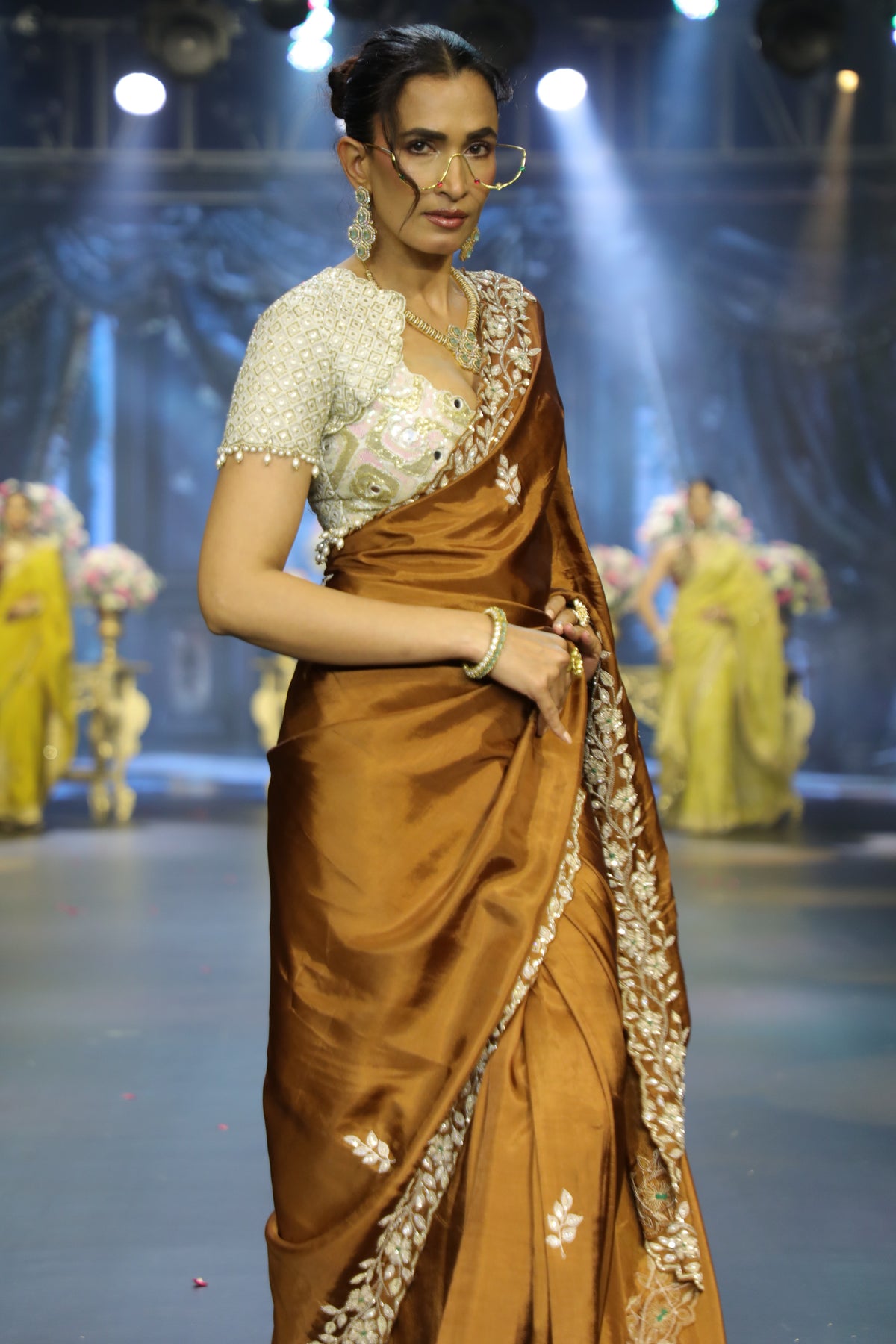 Brown Natural Crepe Saree