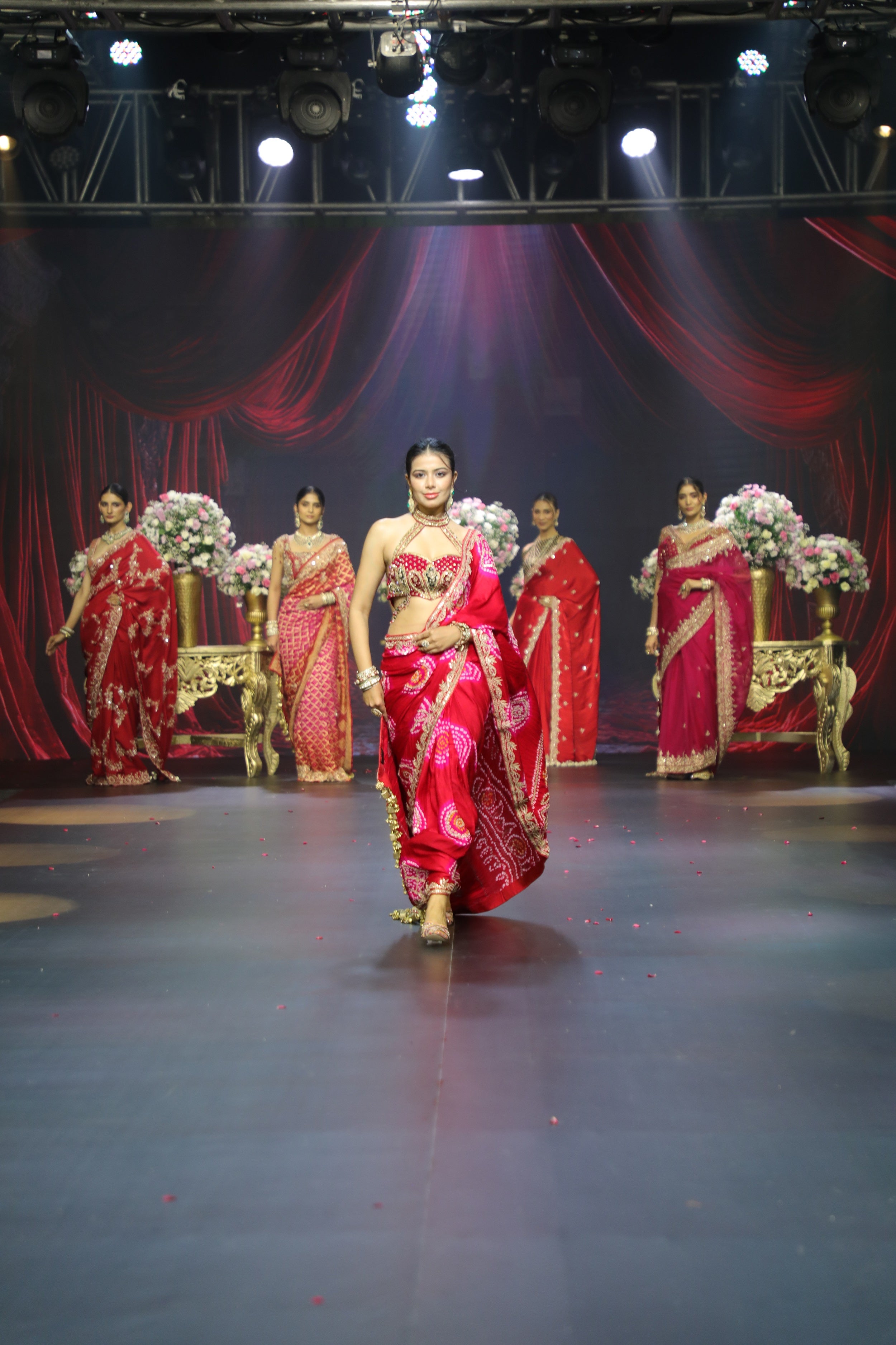 Red Bandhani Saree