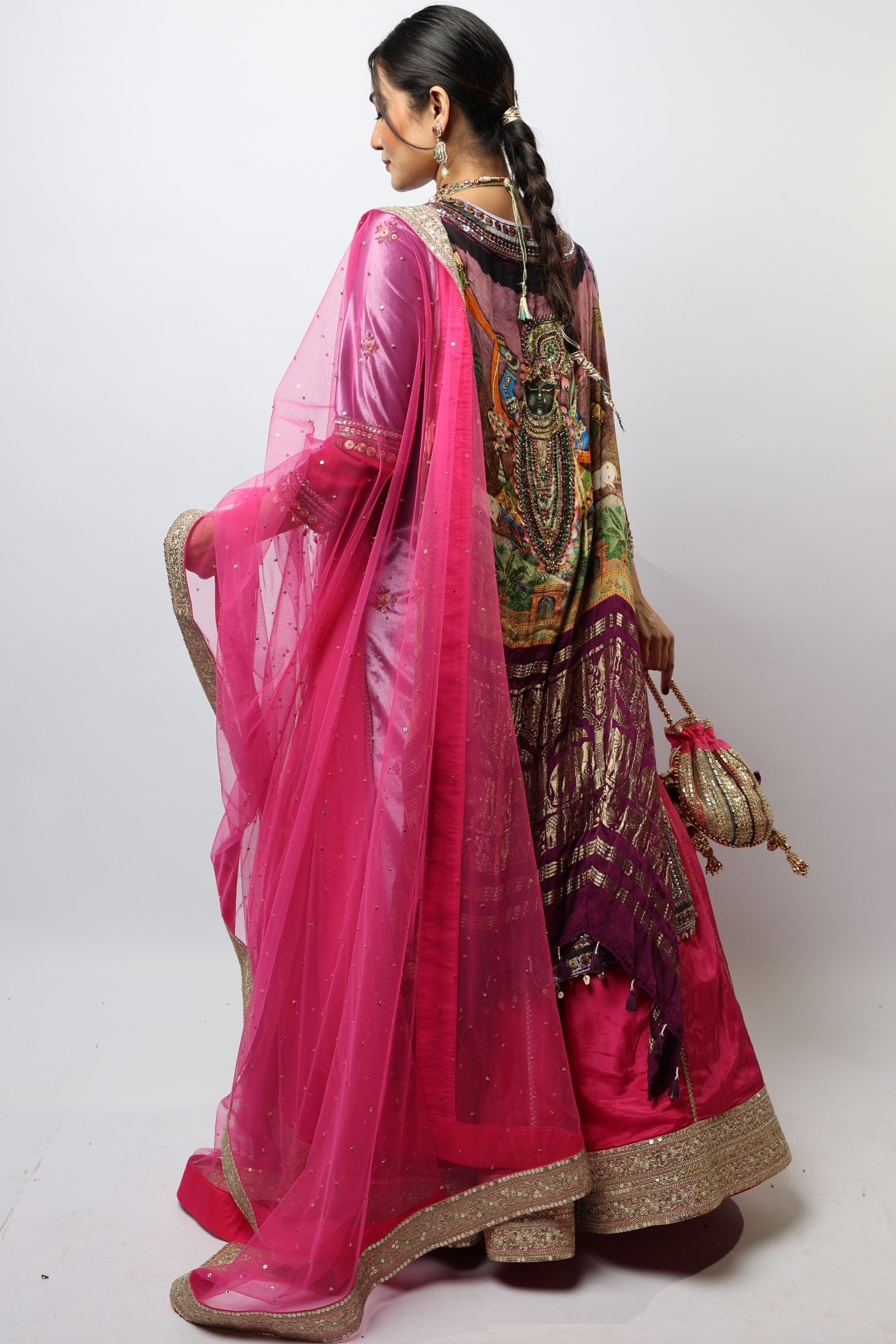 Two toned embroidered lehenga set