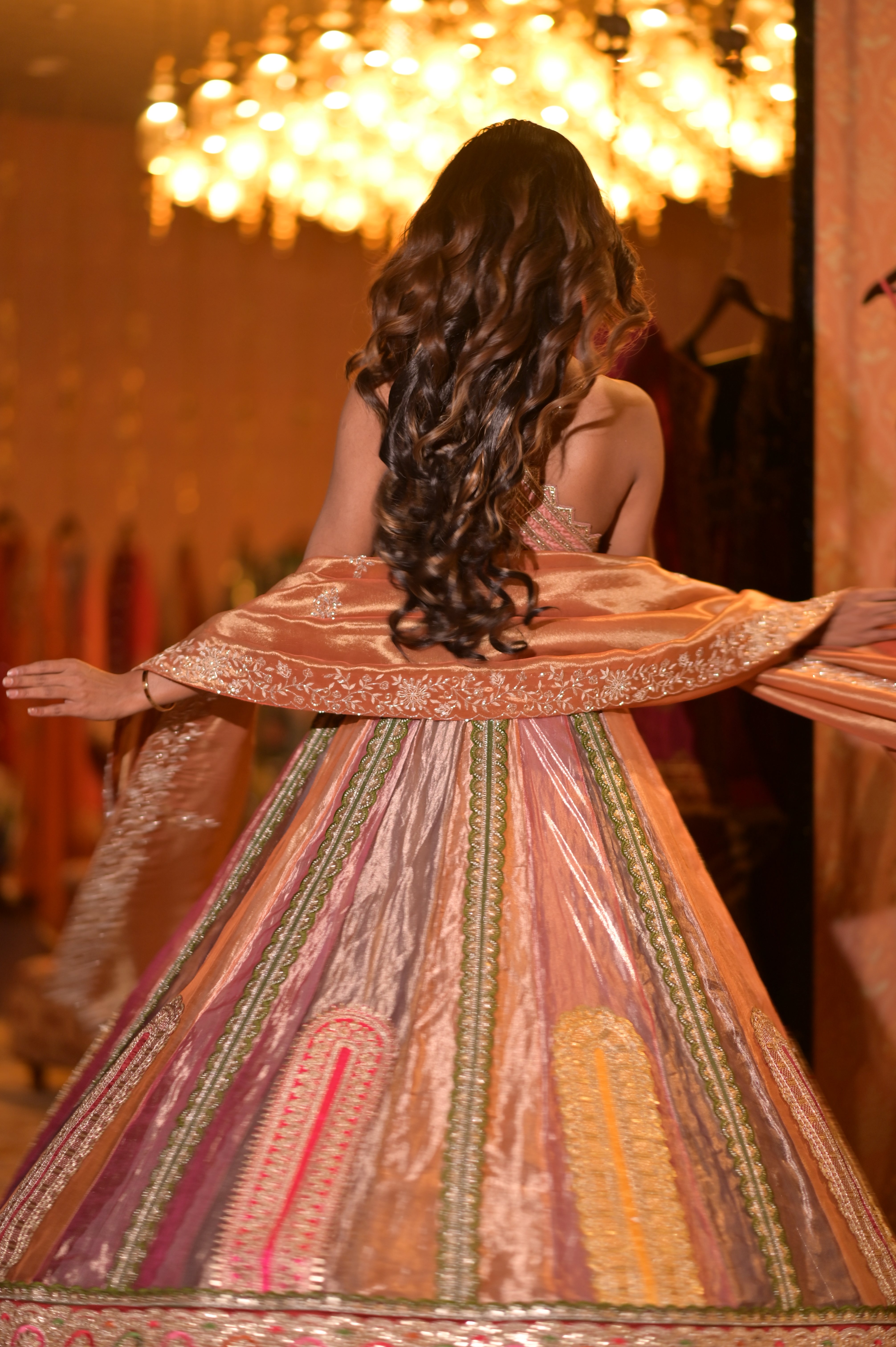 Multi color embroidered lehenga set