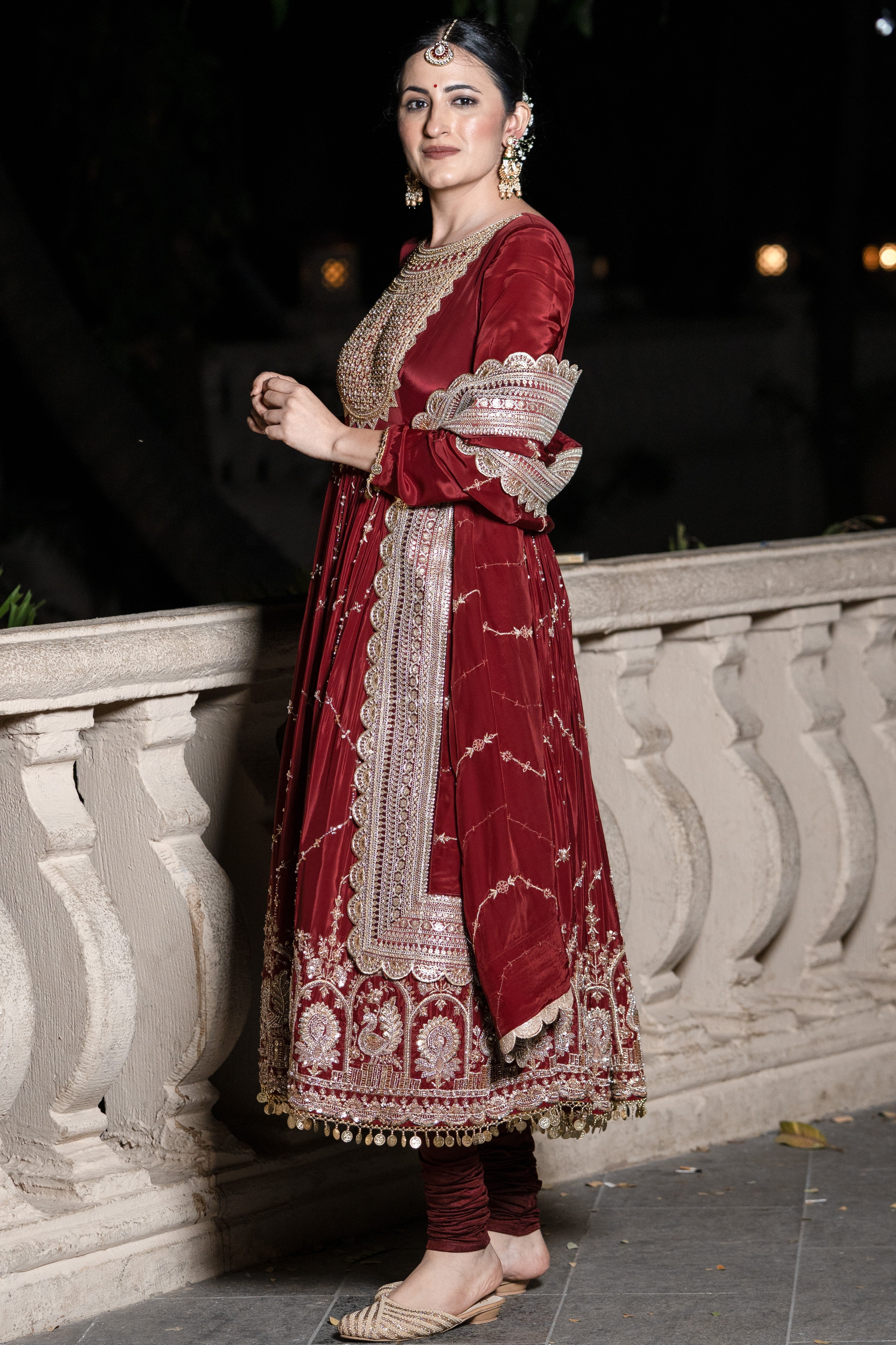 Red Anarkali set