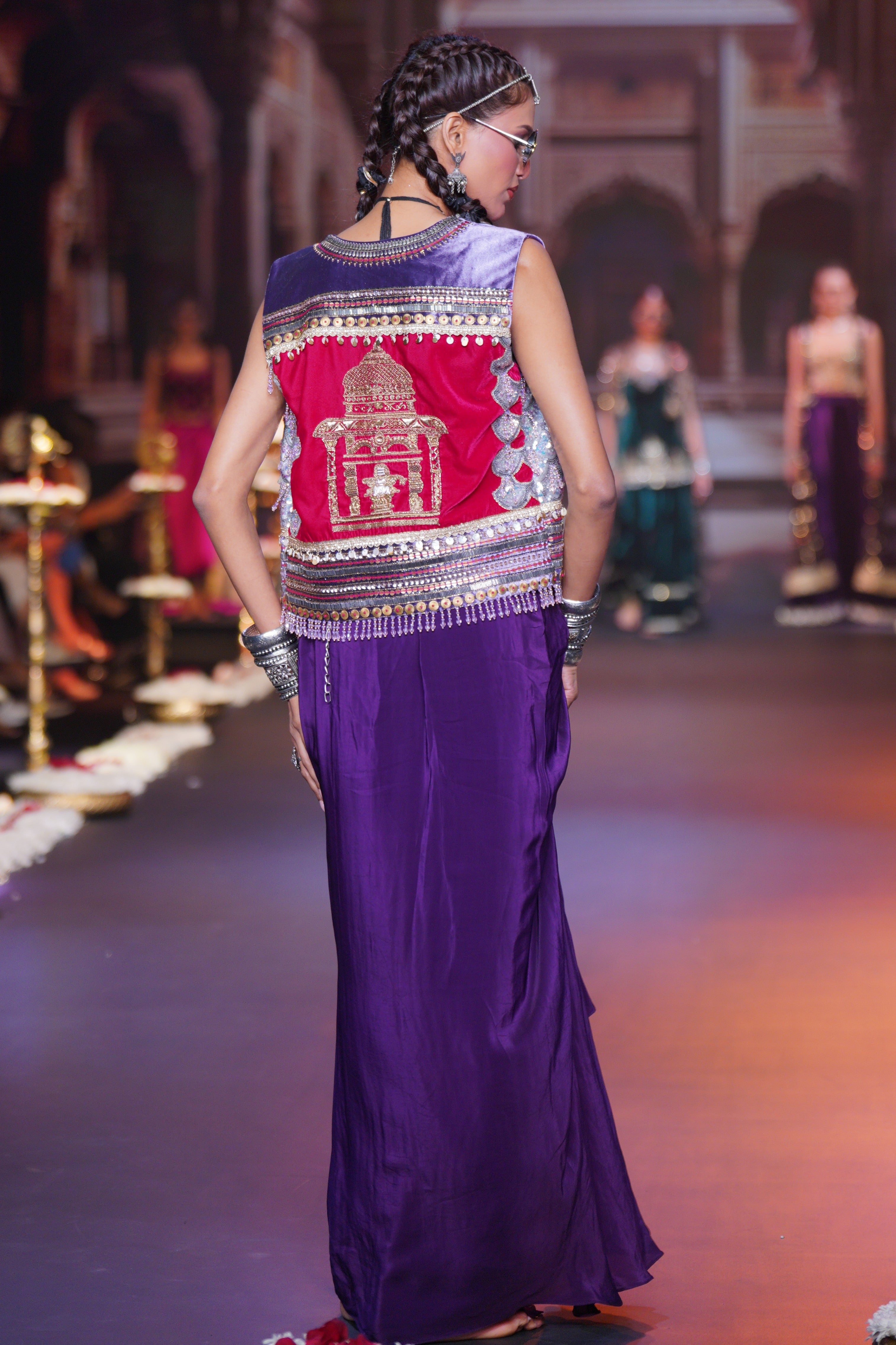 Two tone silver and purple three- piece set