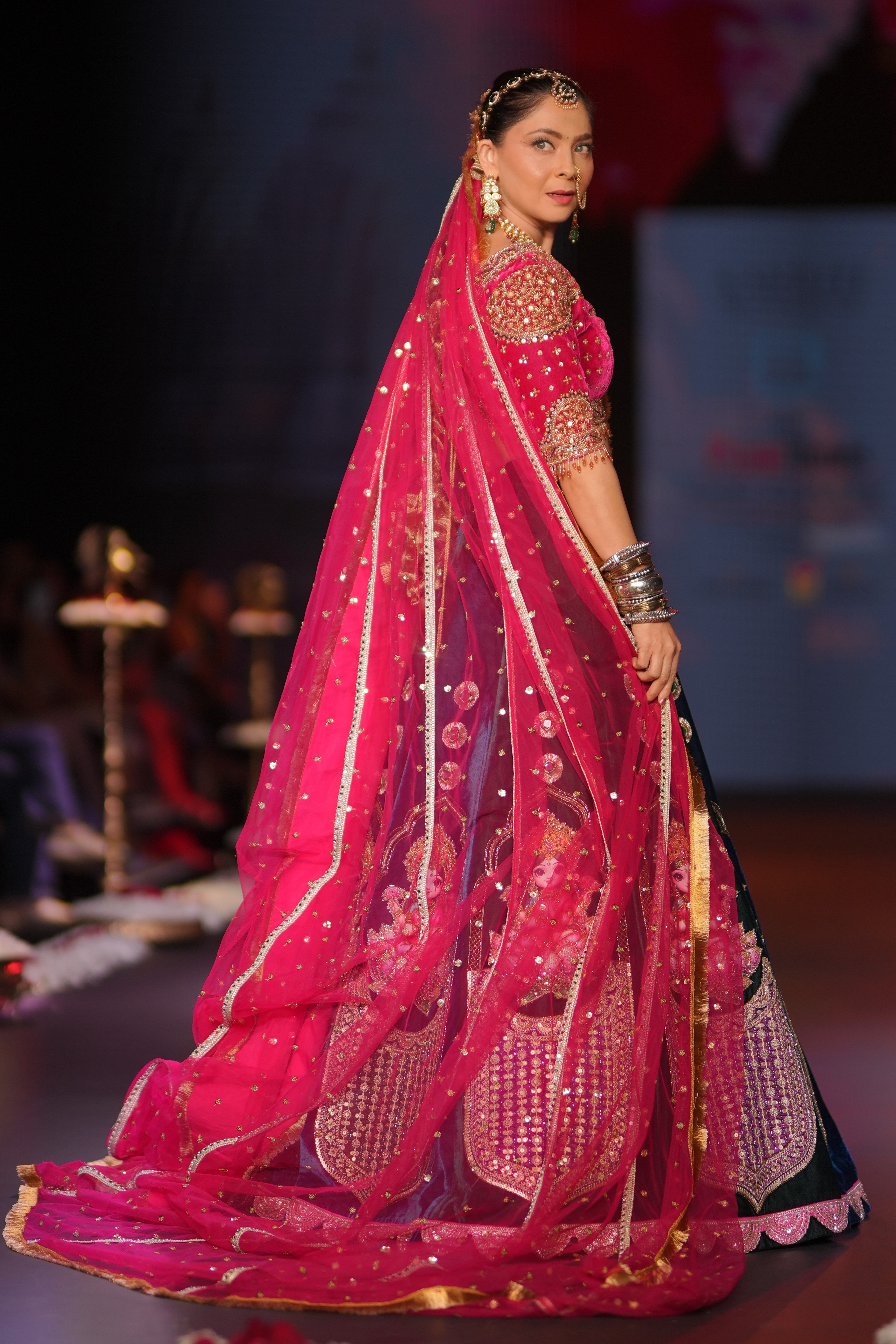 Two tone lehenga set with laxmiji print