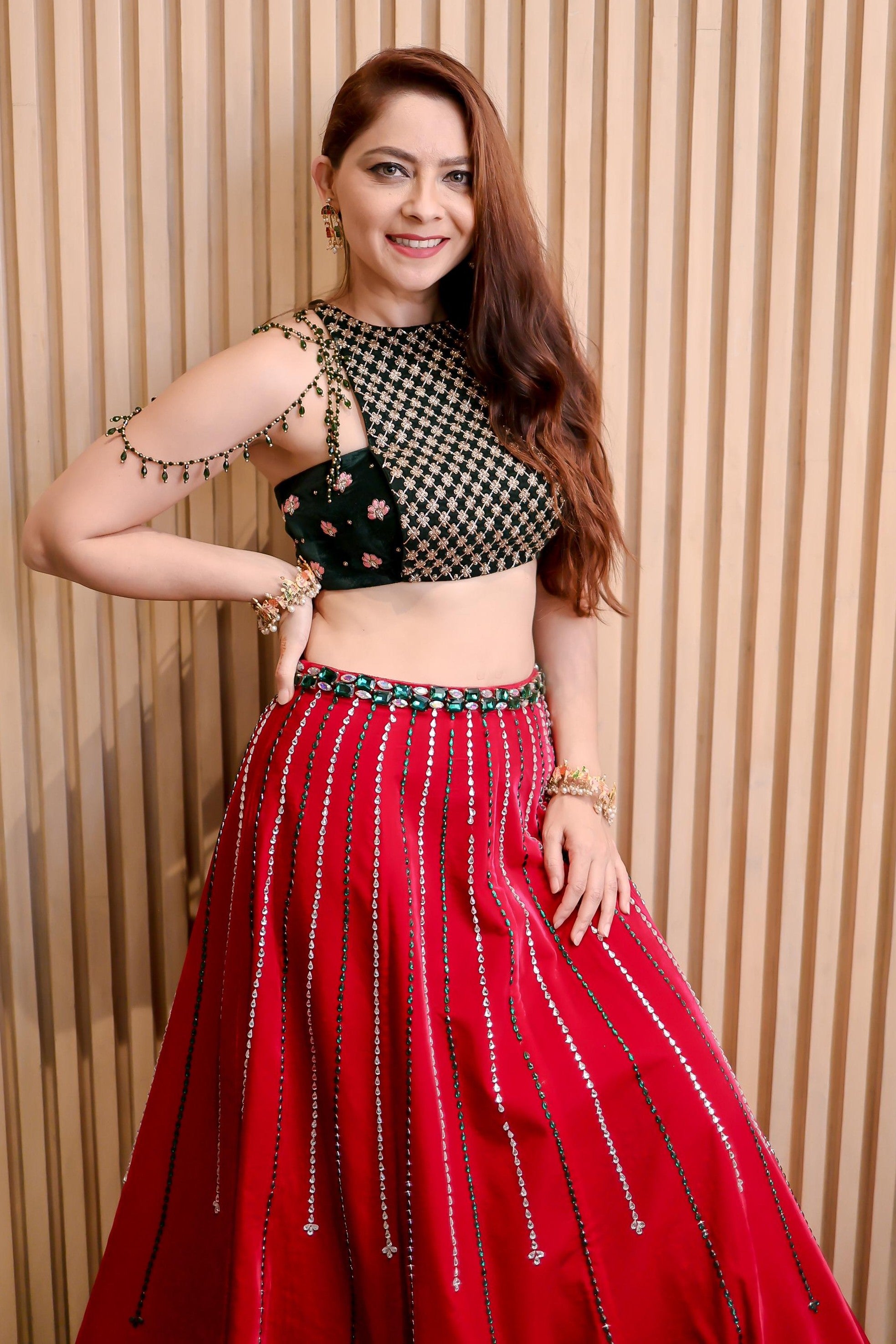 Two toned green embroidered Lehenga set