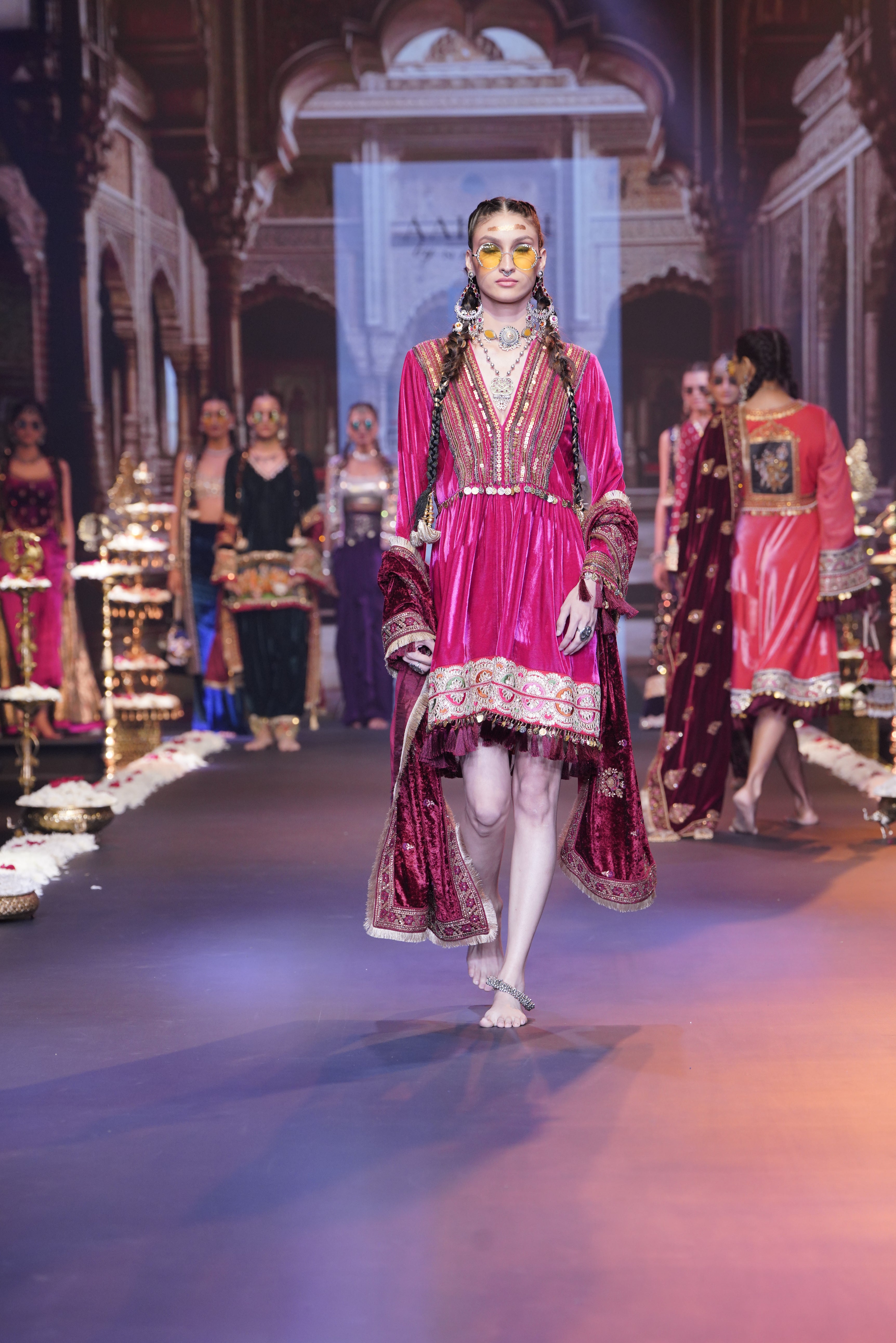 Red dress with laxmiji embroidery at back