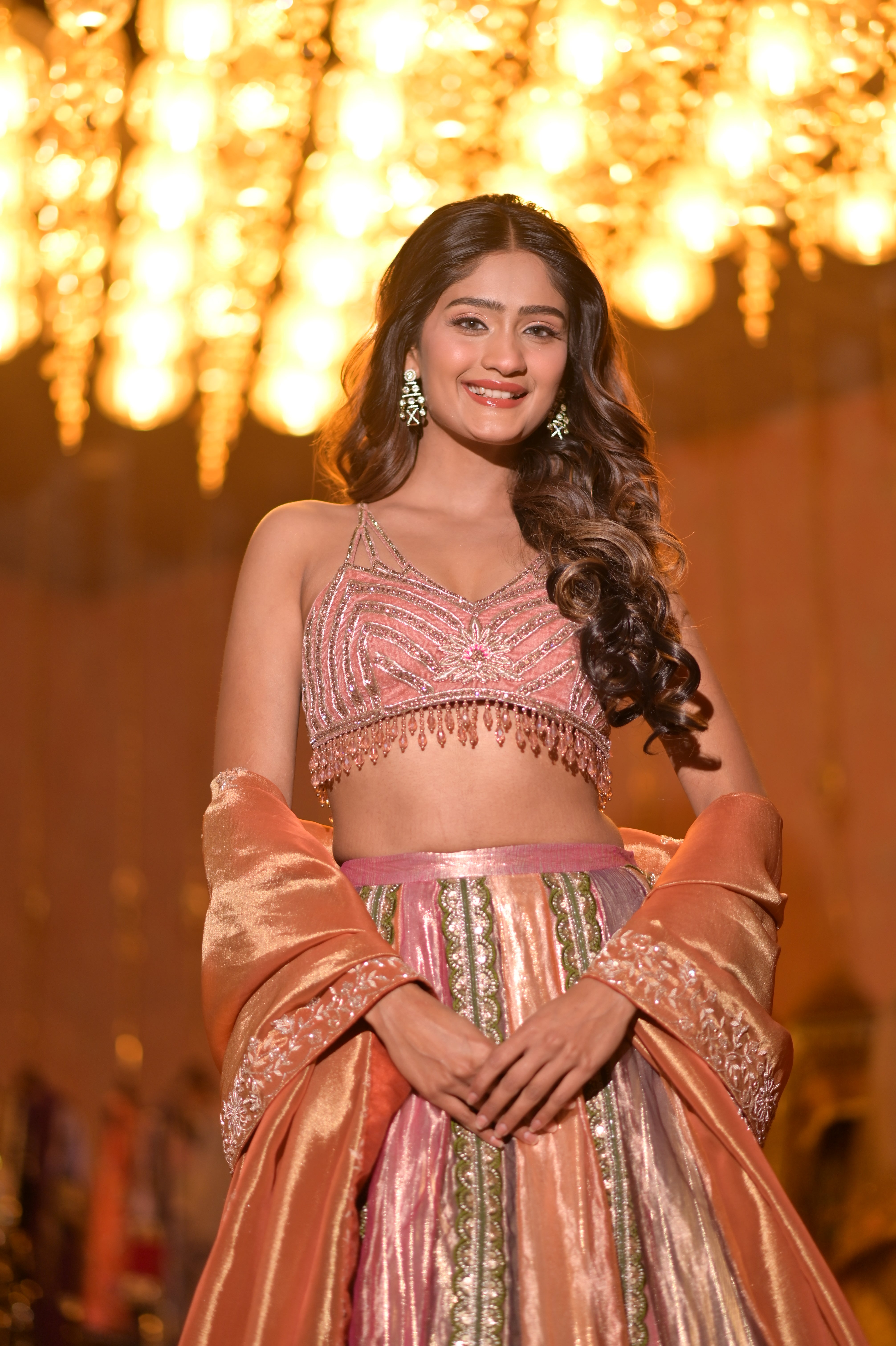 Multi color embroidered lehenga set