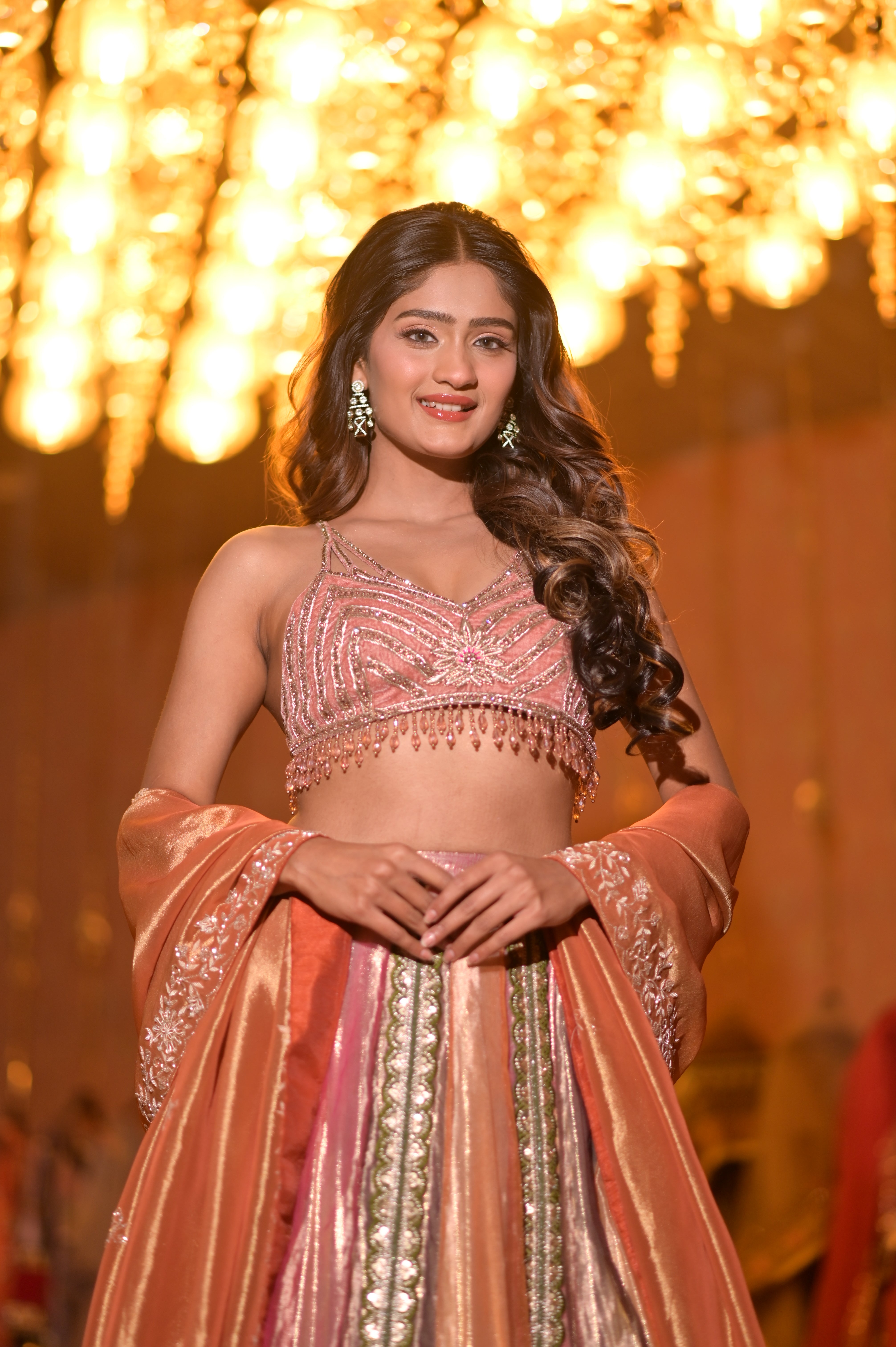 Multi color embroidered lehenga set