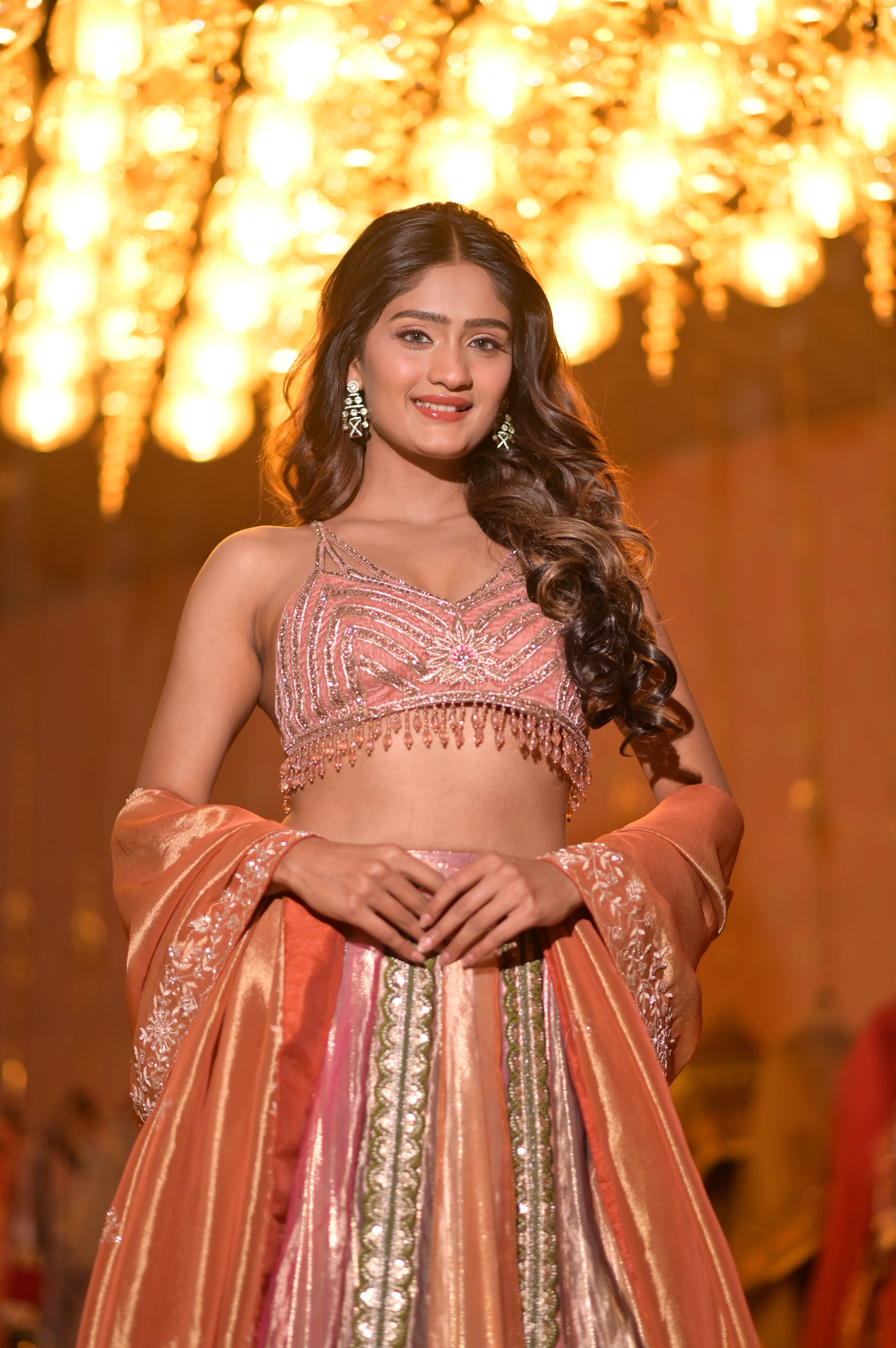 Multi color embroidered lehenga set