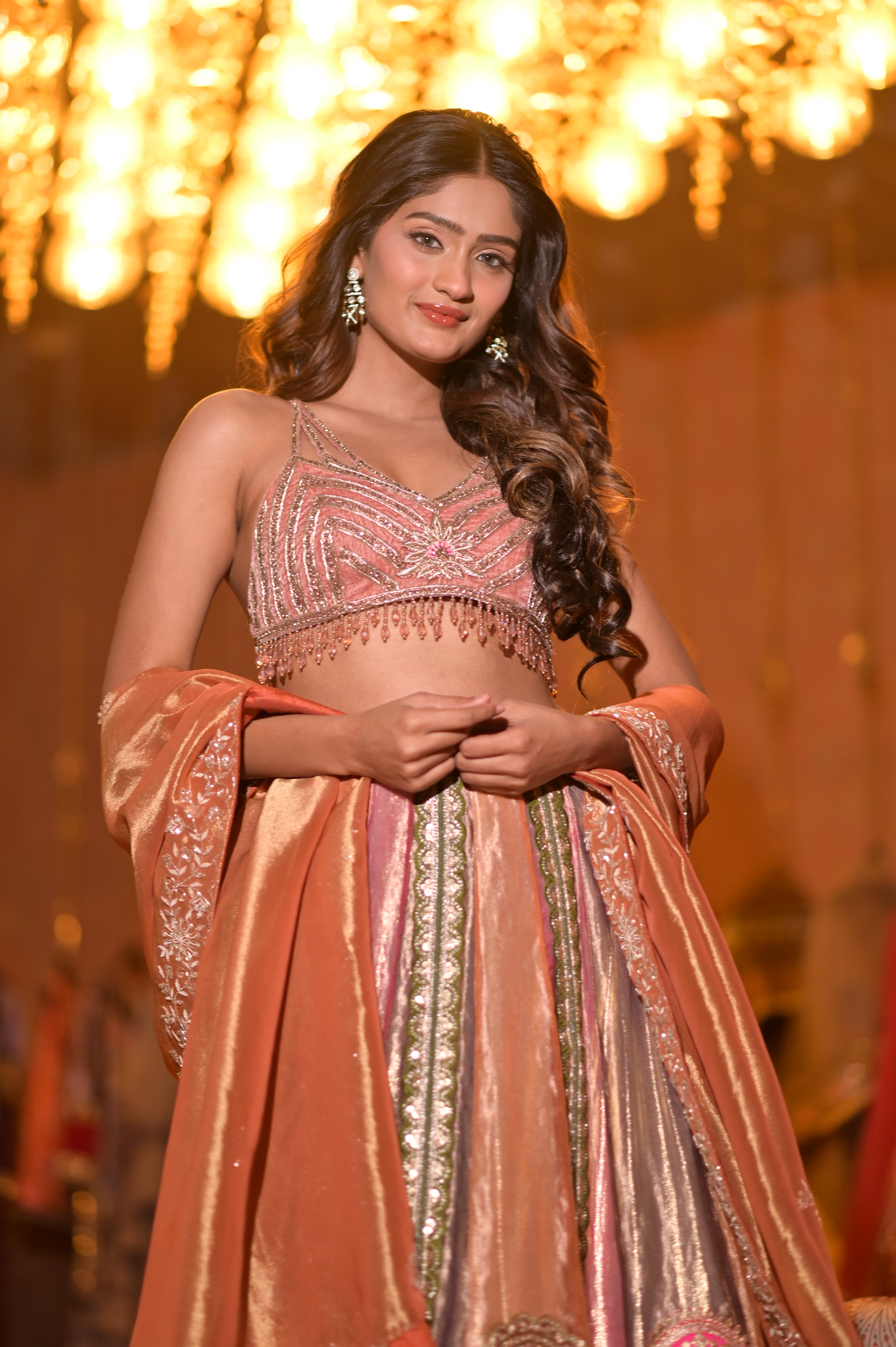 Multi color embroidered lehenga set