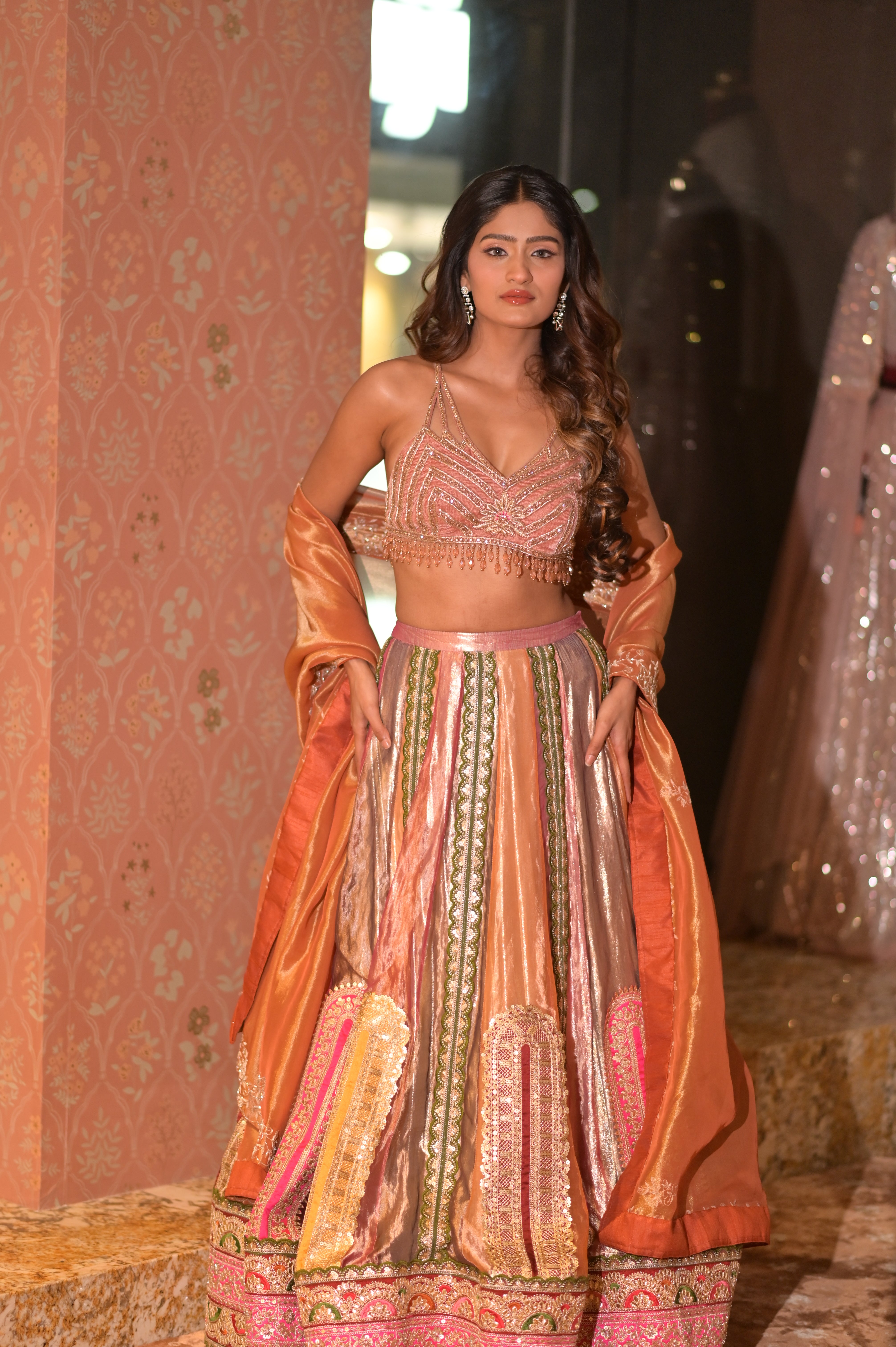 Multi color embroidered lehenga set