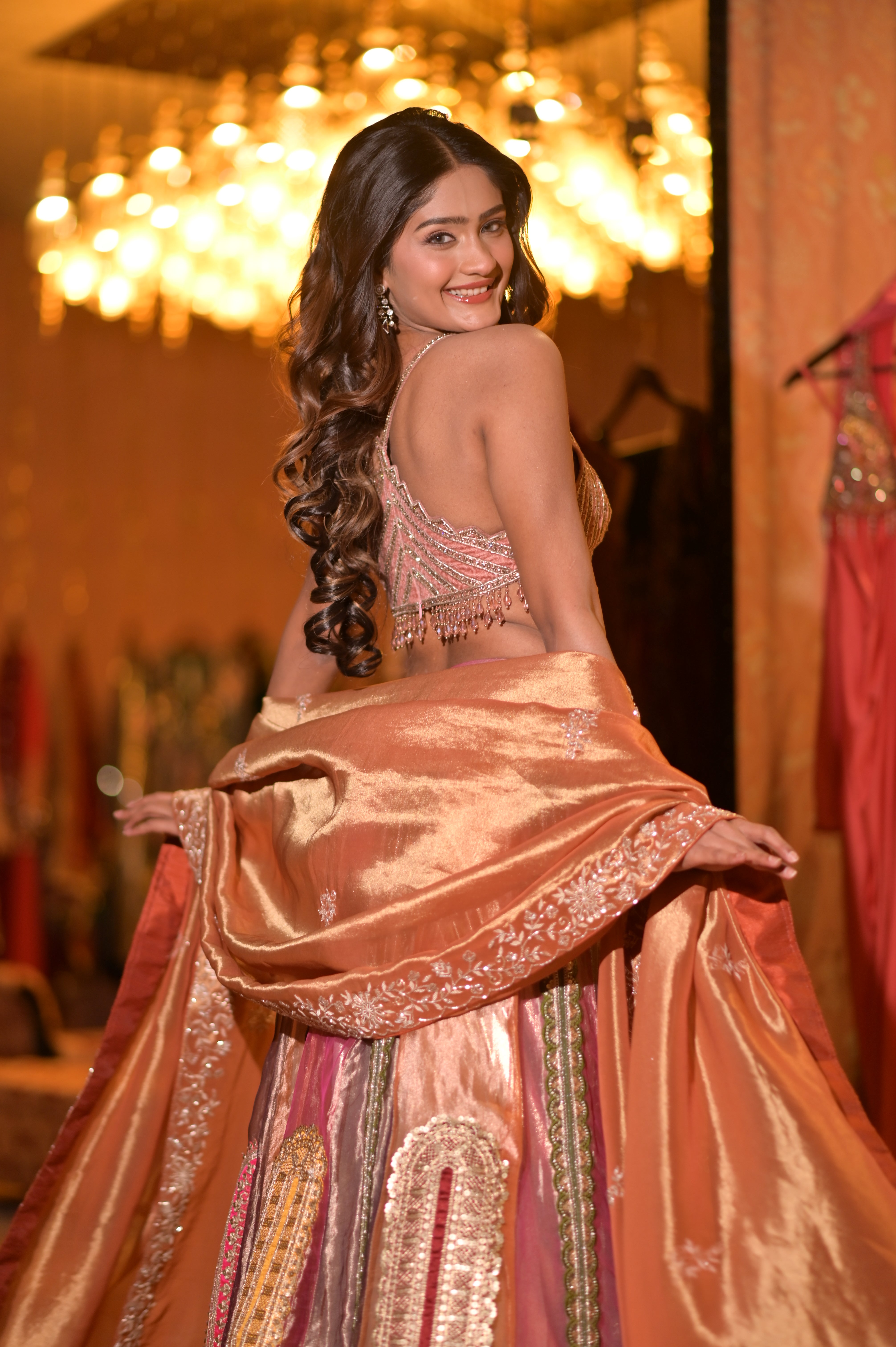 Multi color embroidered lehenga set