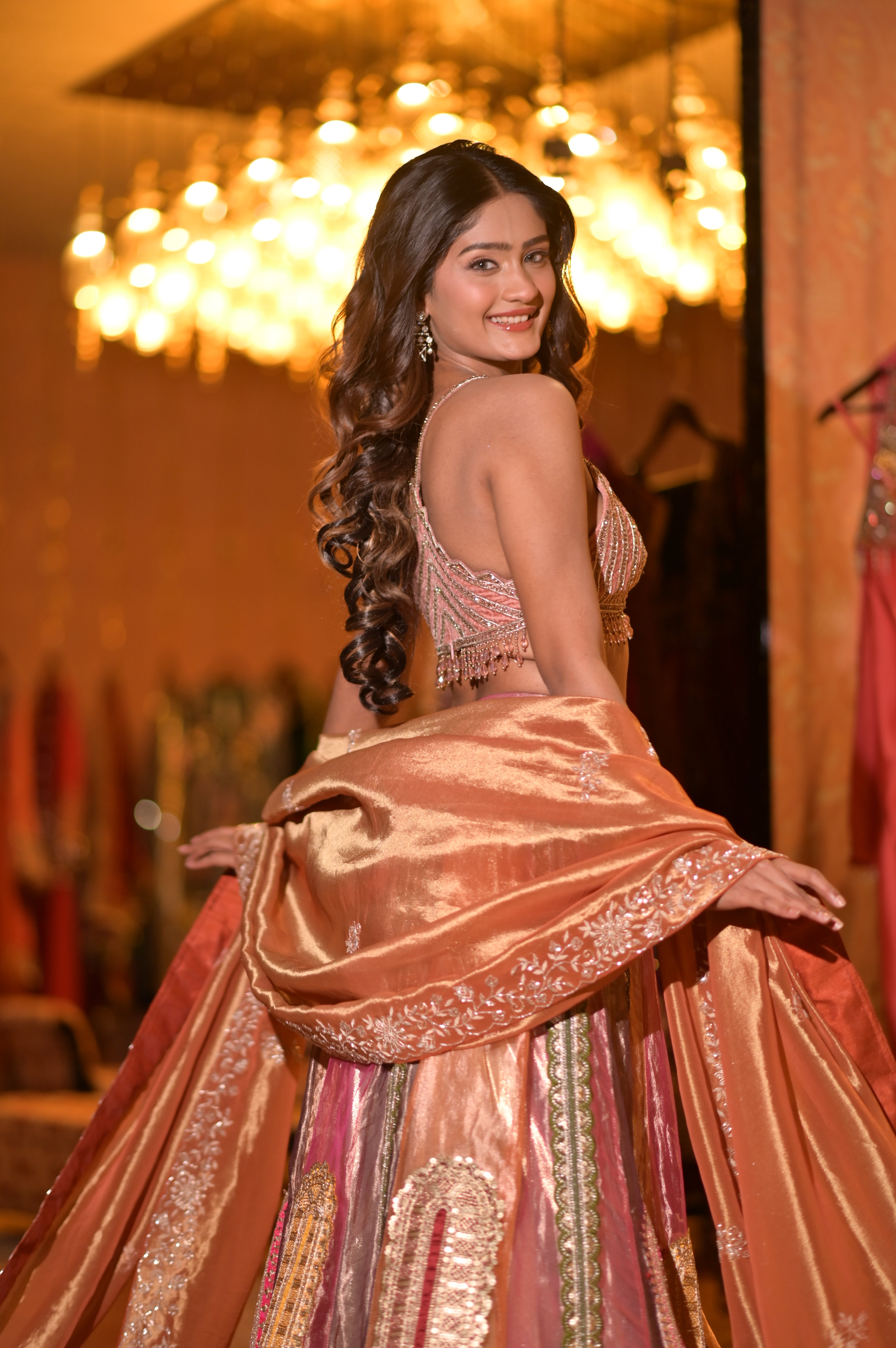 Multi color embroidered lehenga set