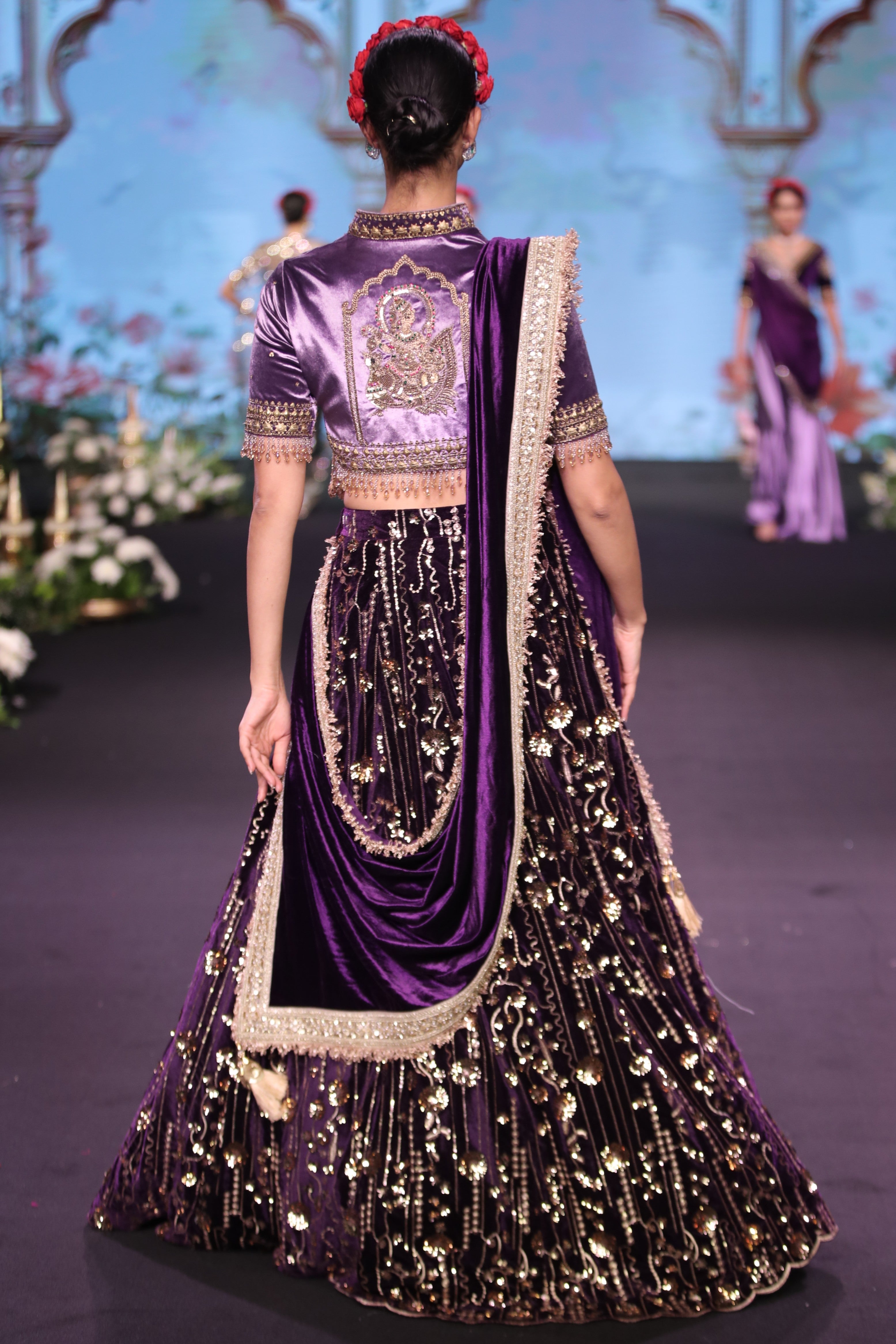 Violet sequin embroidered lehenga set
