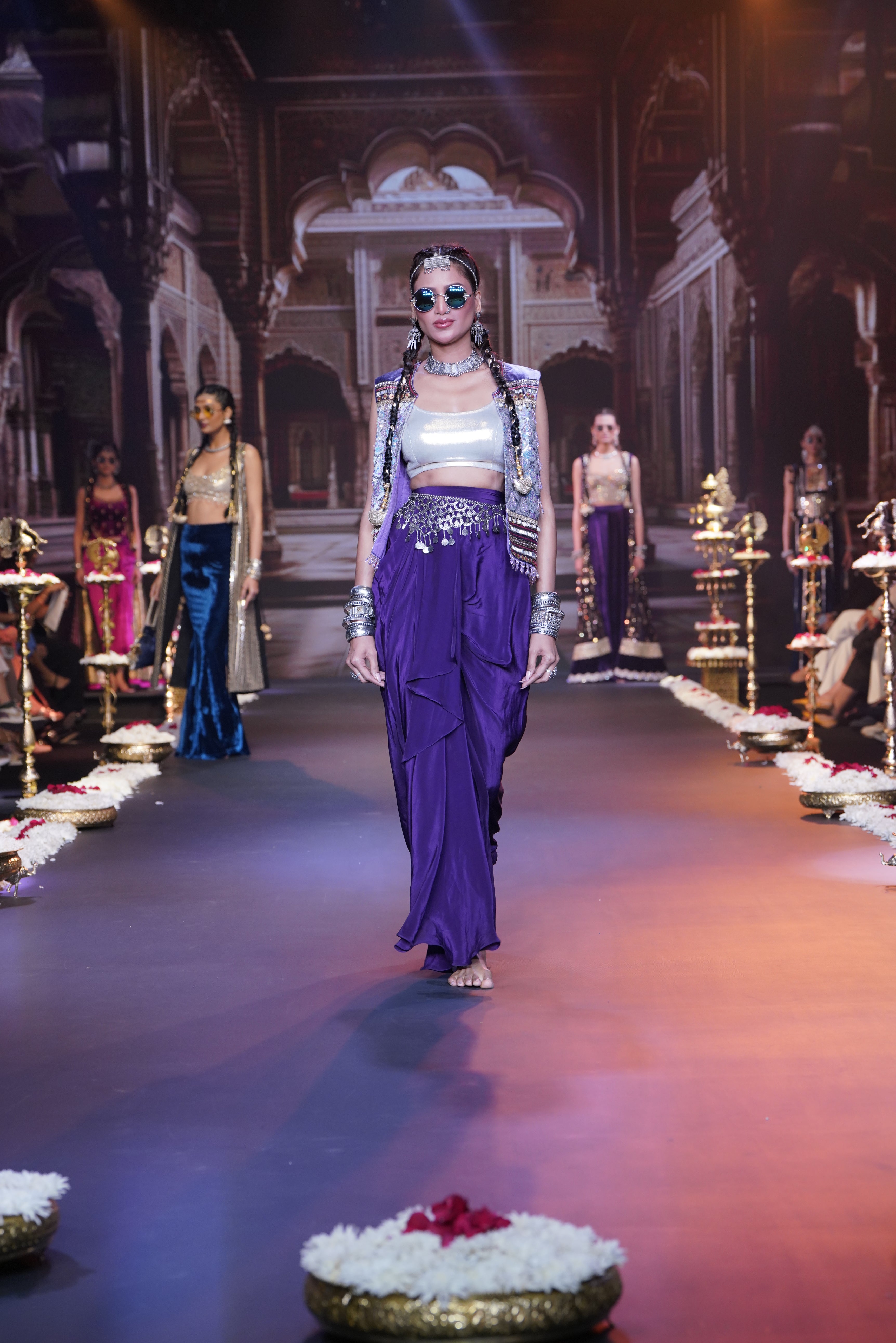 Two tone silver and purple three- piece set