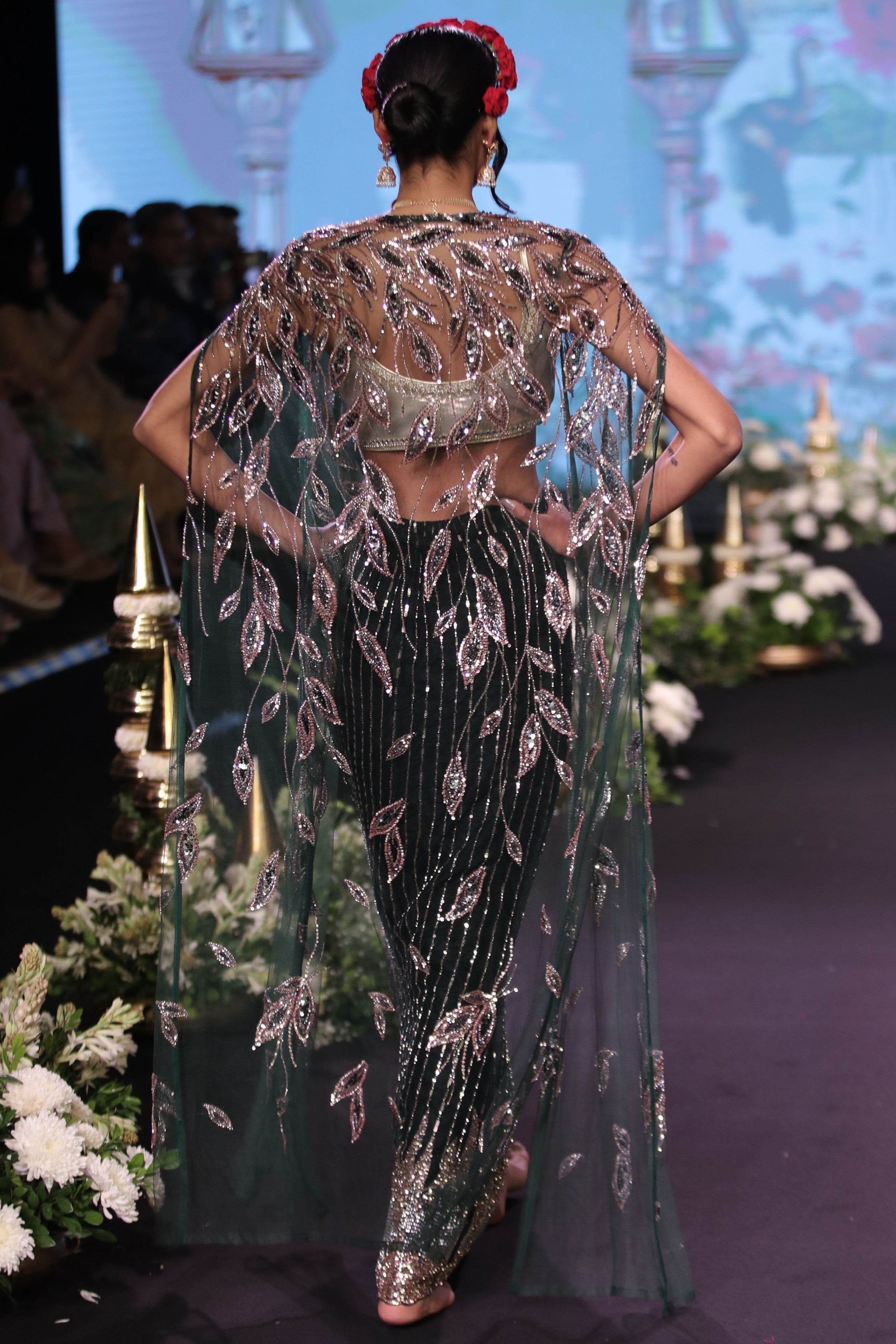 Two toned cutdana embroidered three- piece set
