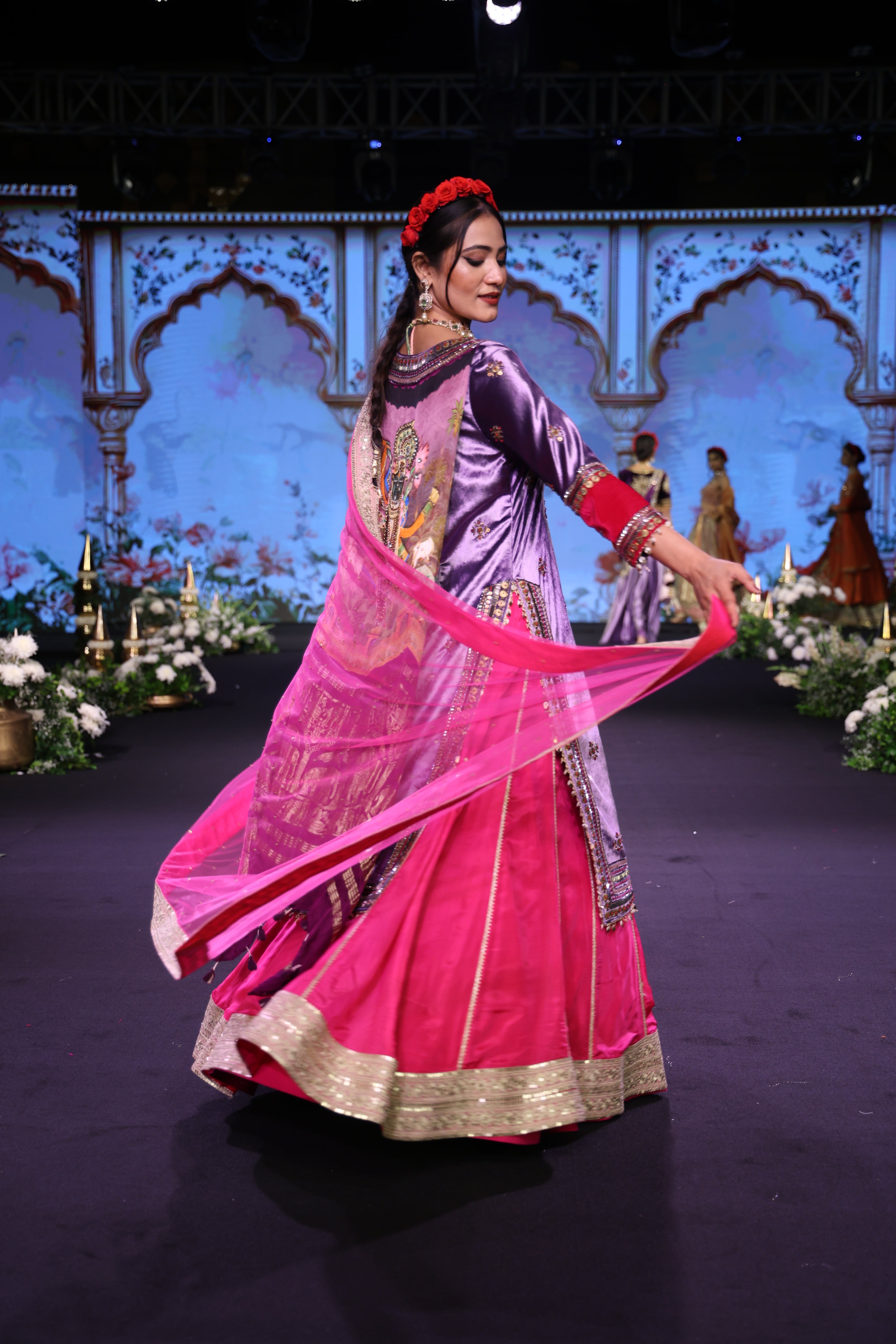 Two toned embroidered lehenga set
