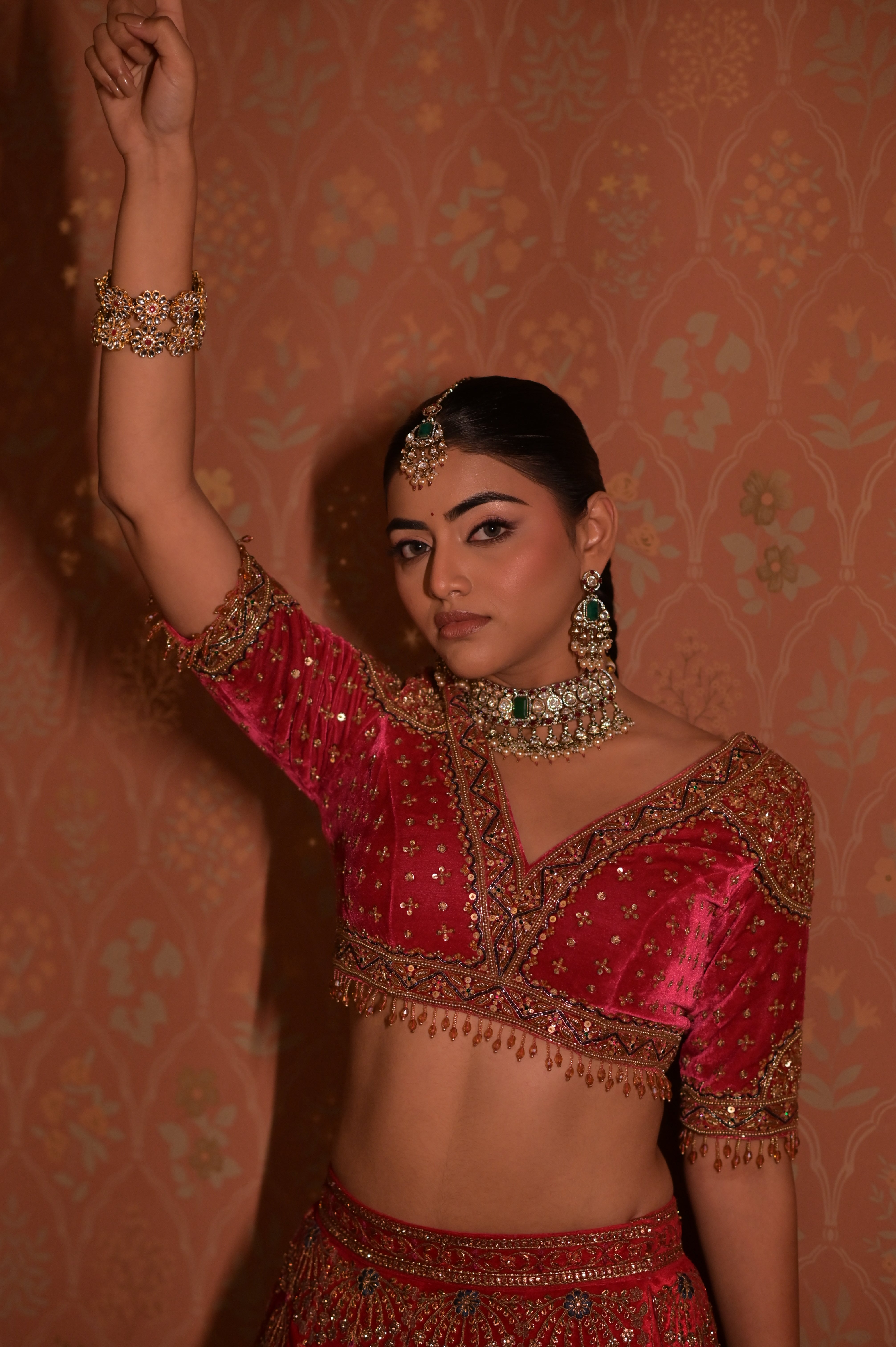 Pink bridal embroidered lehenga