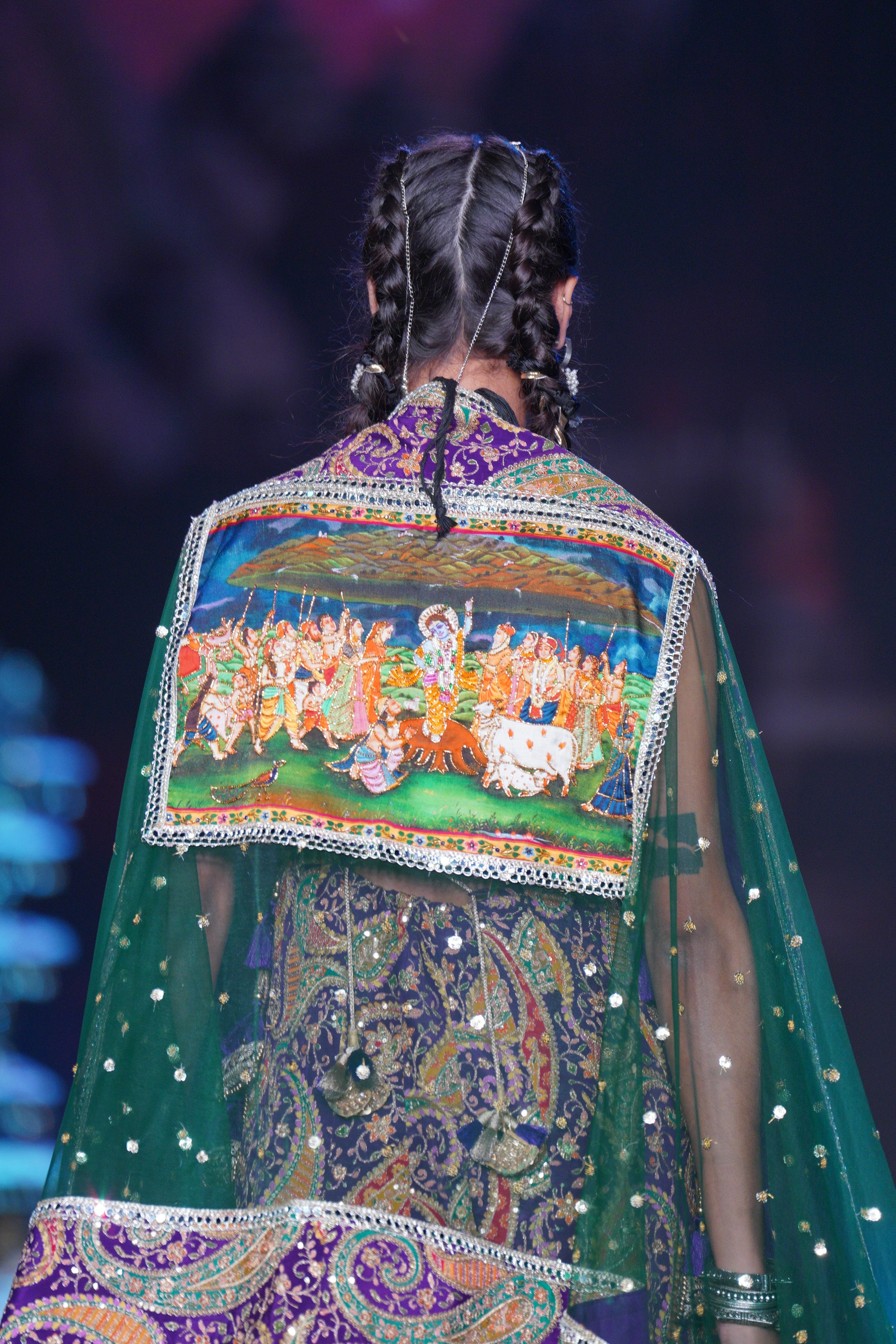 Paisley printed Anarkali set with srinathji print on dupatta
