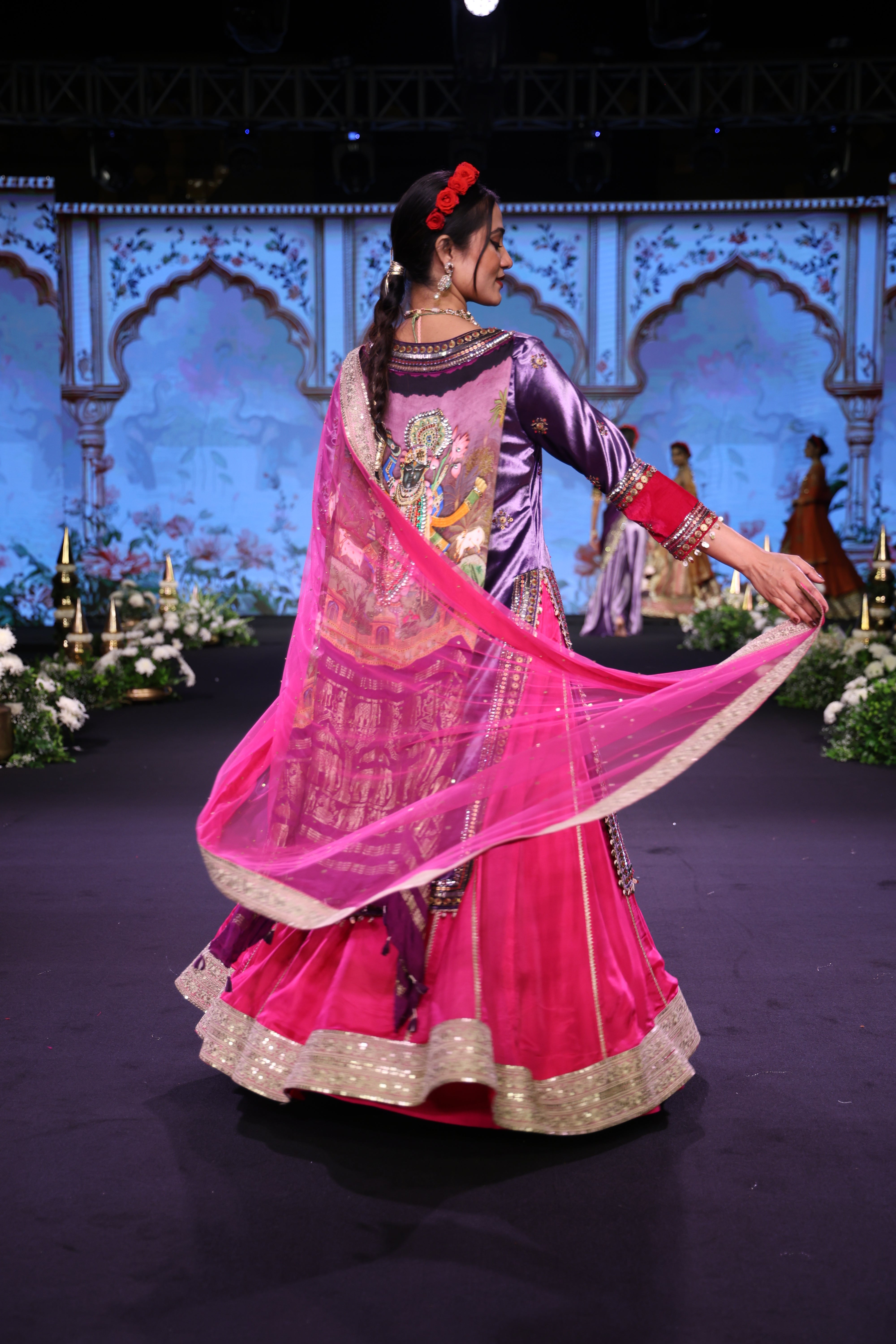 Two toned embroidered lehenga set
