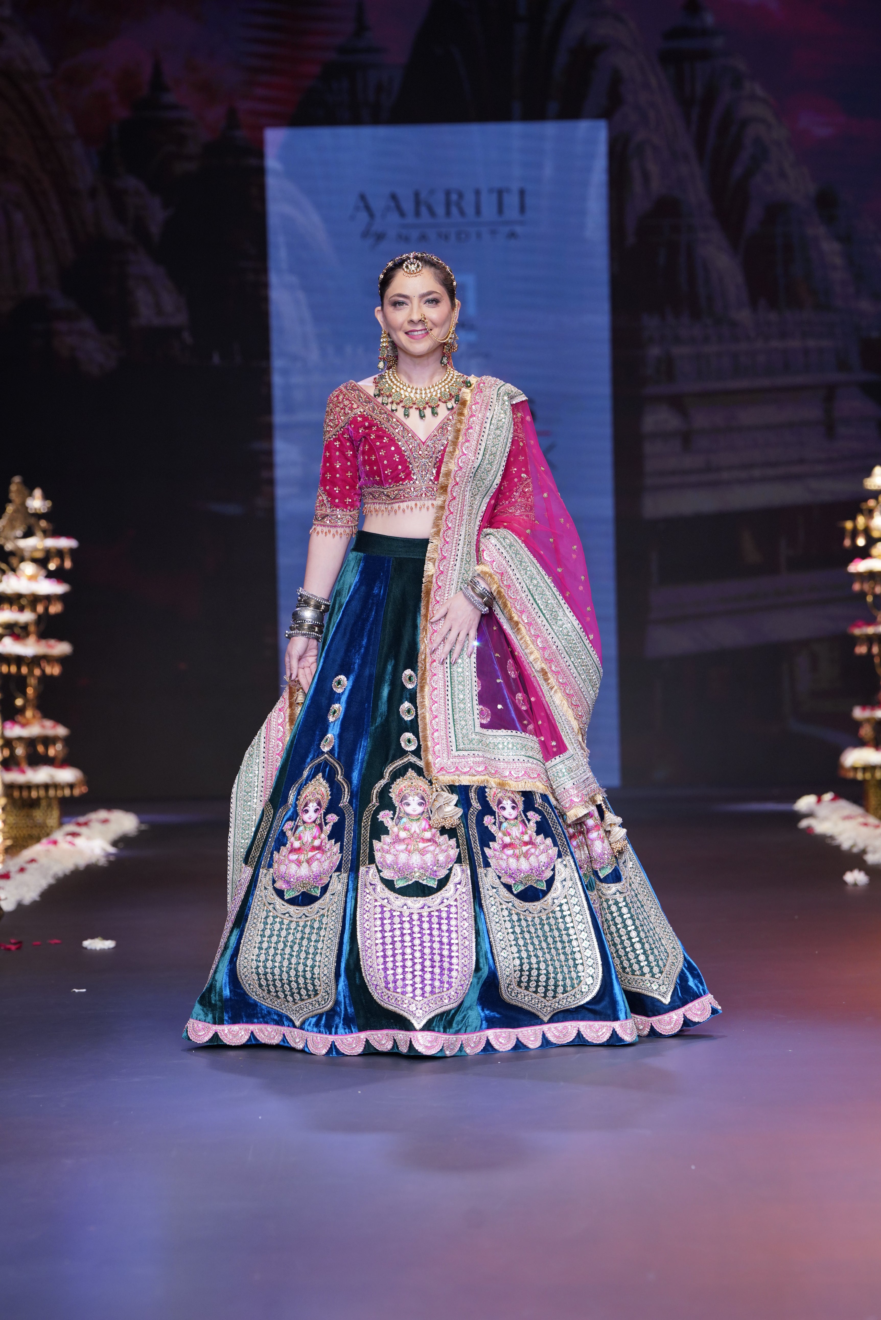 Two tone lehenga set with laxmiji print