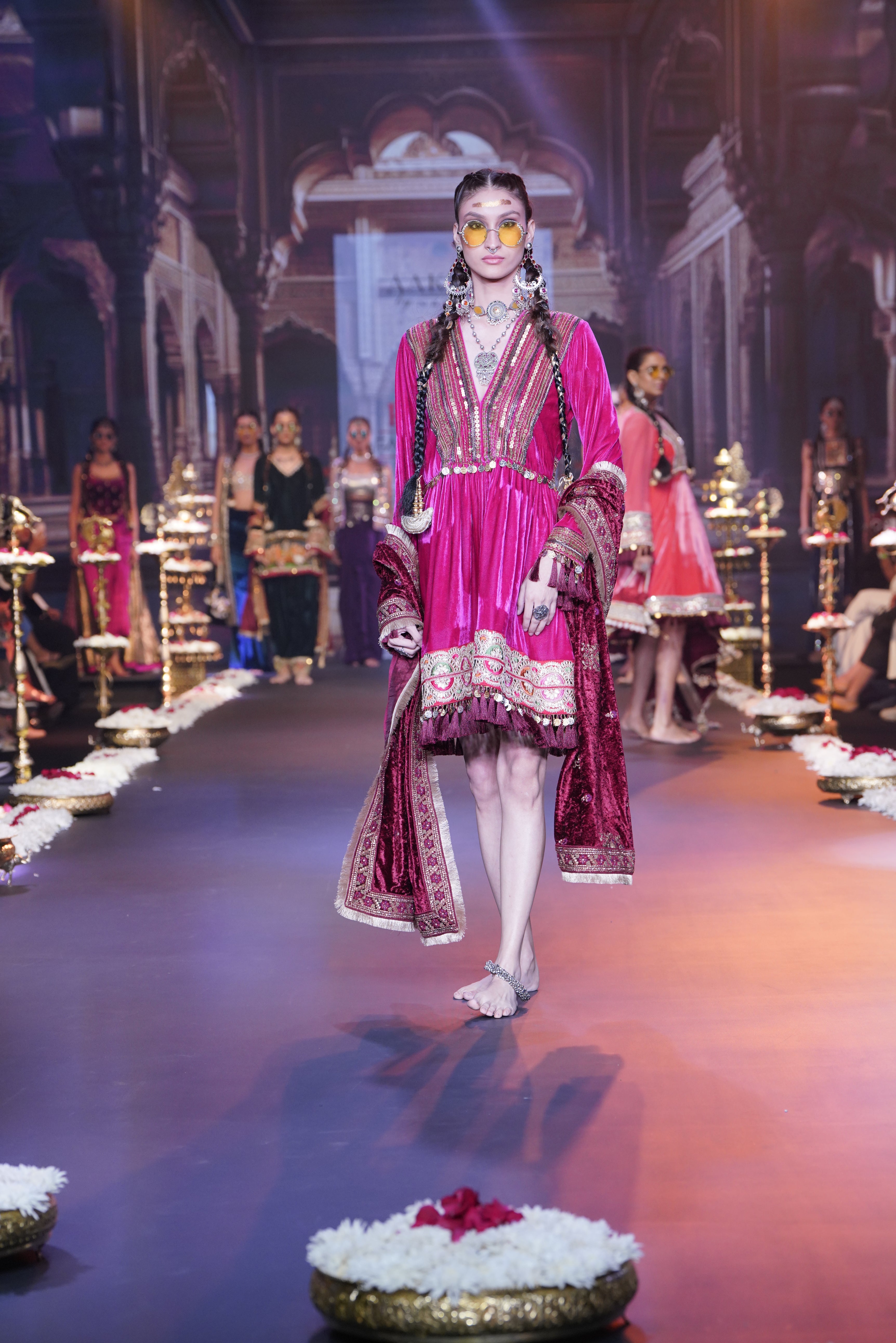 Red dress with laxmiji embroidery at back