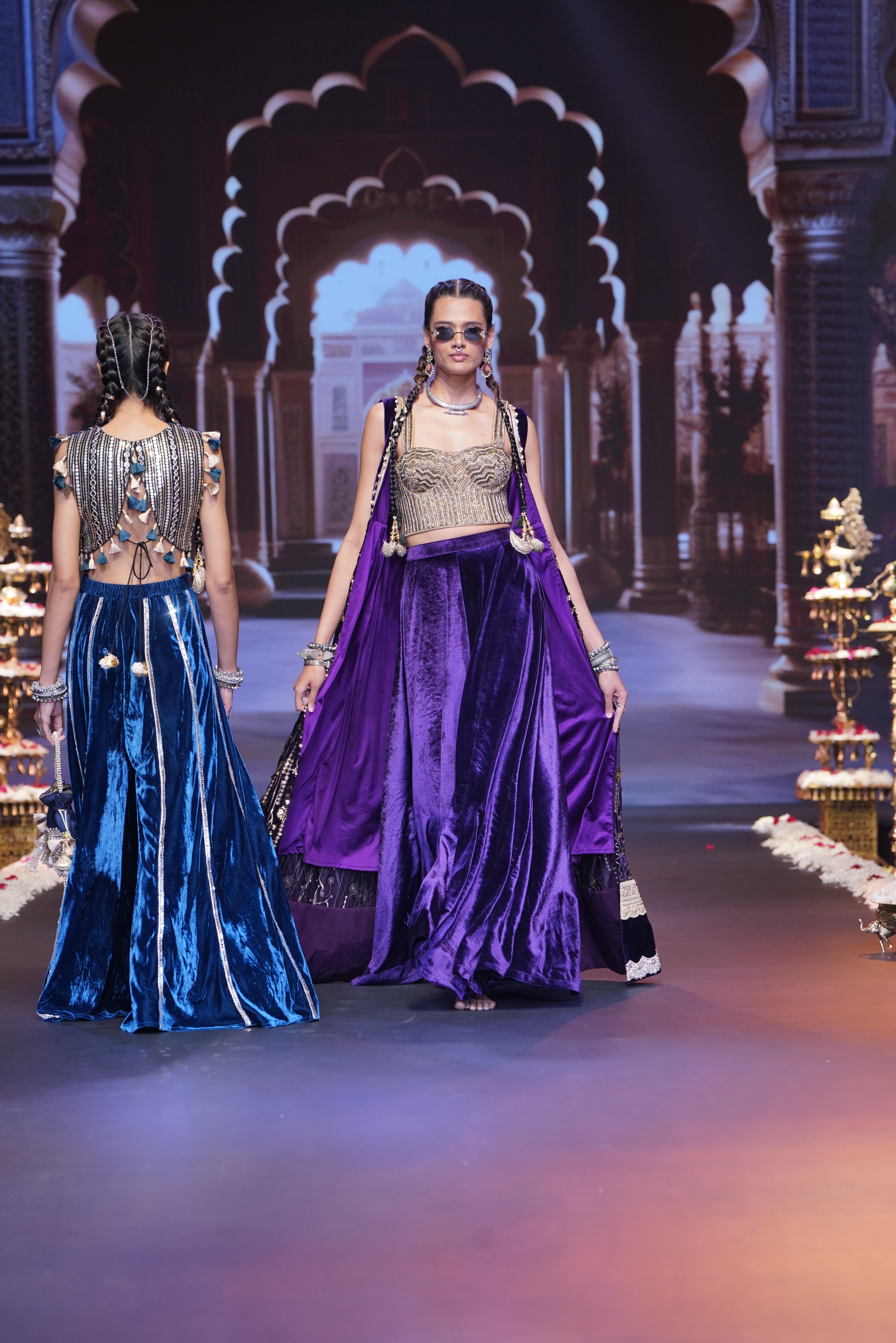 Purple embroidered three – piece set