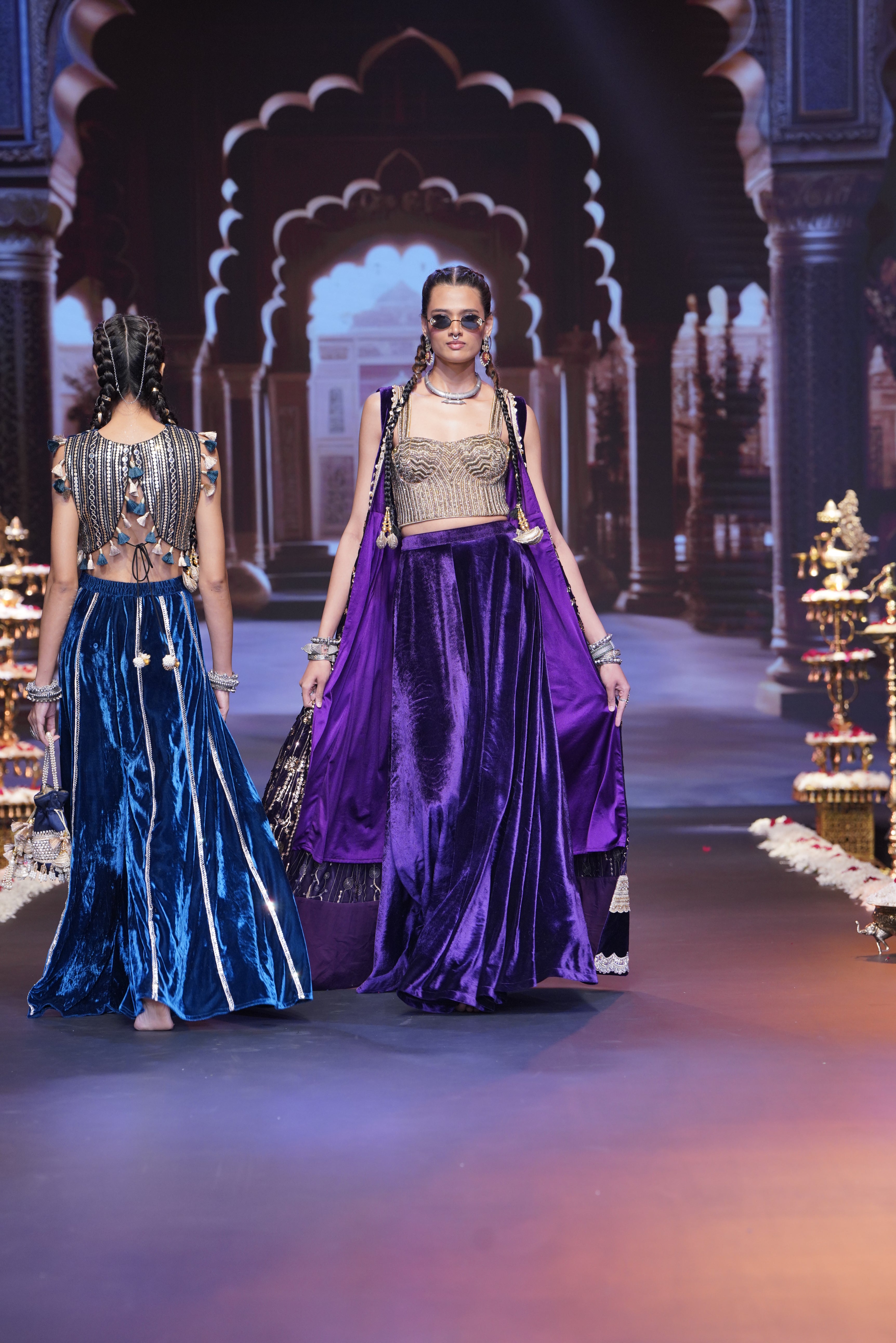 Purple embroidered three – piece set
