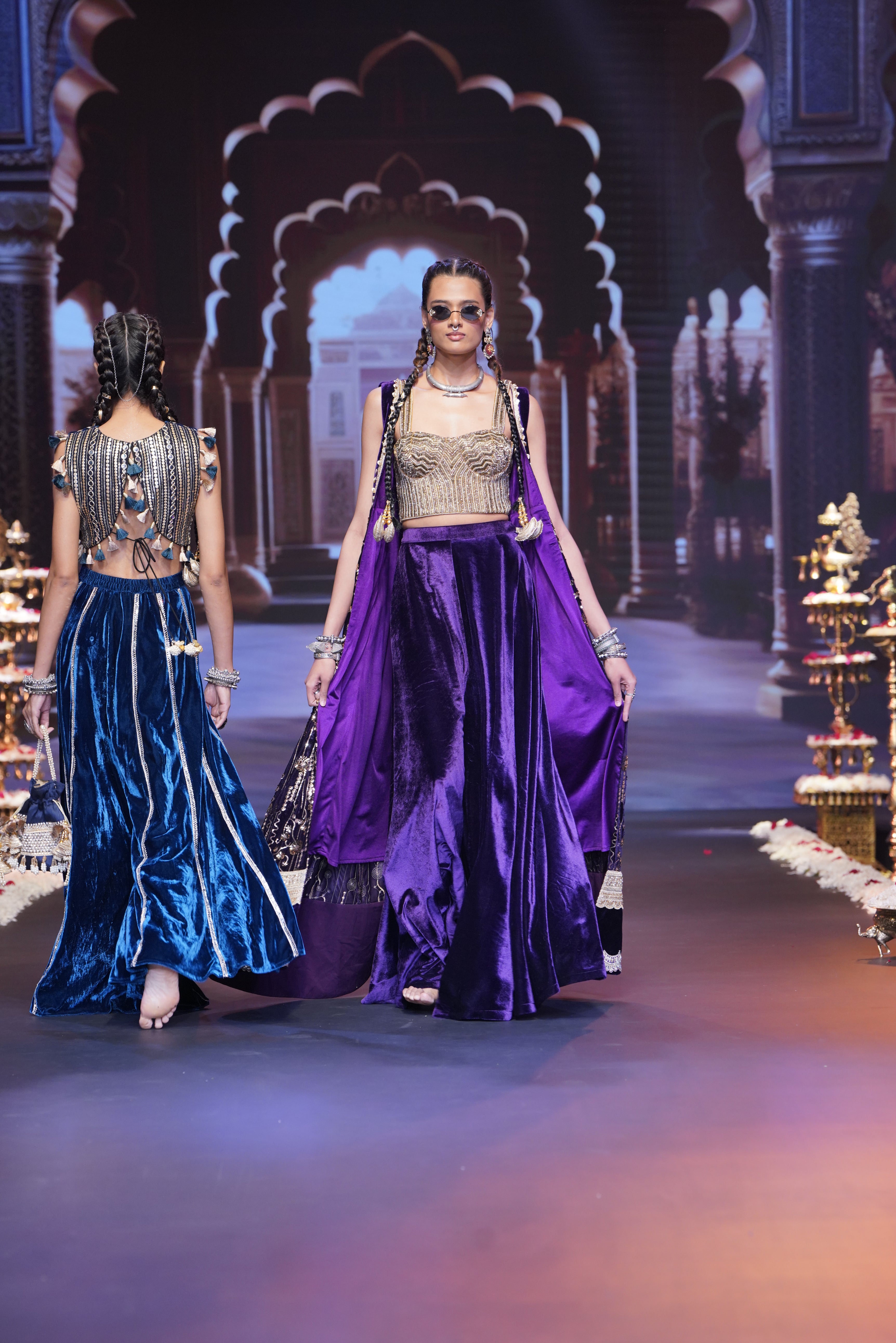 Purple embroidered three – piece set